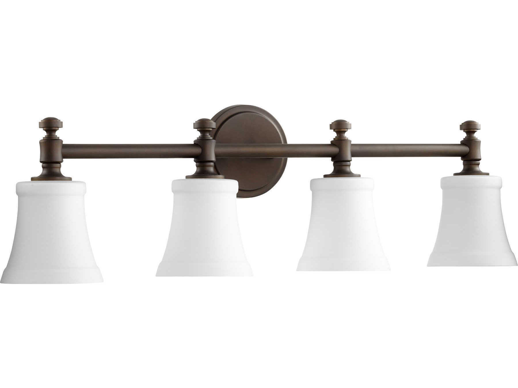 Quorum Rossington 4-Light Oiled Bronze With Satin Opal White Glass Vanity Light