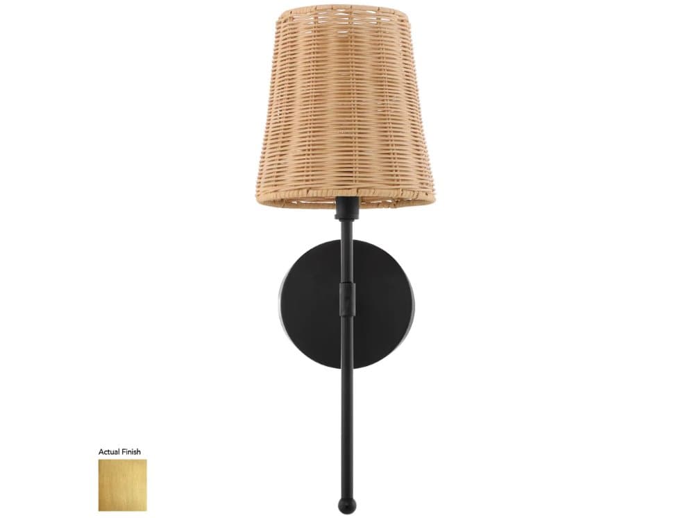 Quorum Fairview 1-Light Brushed Brass Wood Wall Sconce