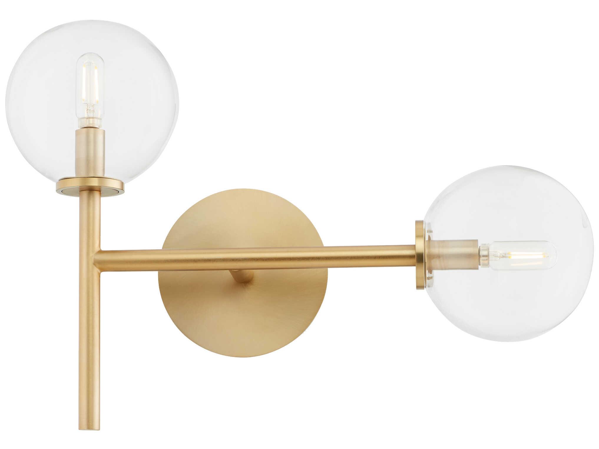 Quorum Rovi 2-Light Aged Brass Glass Wall Sconce