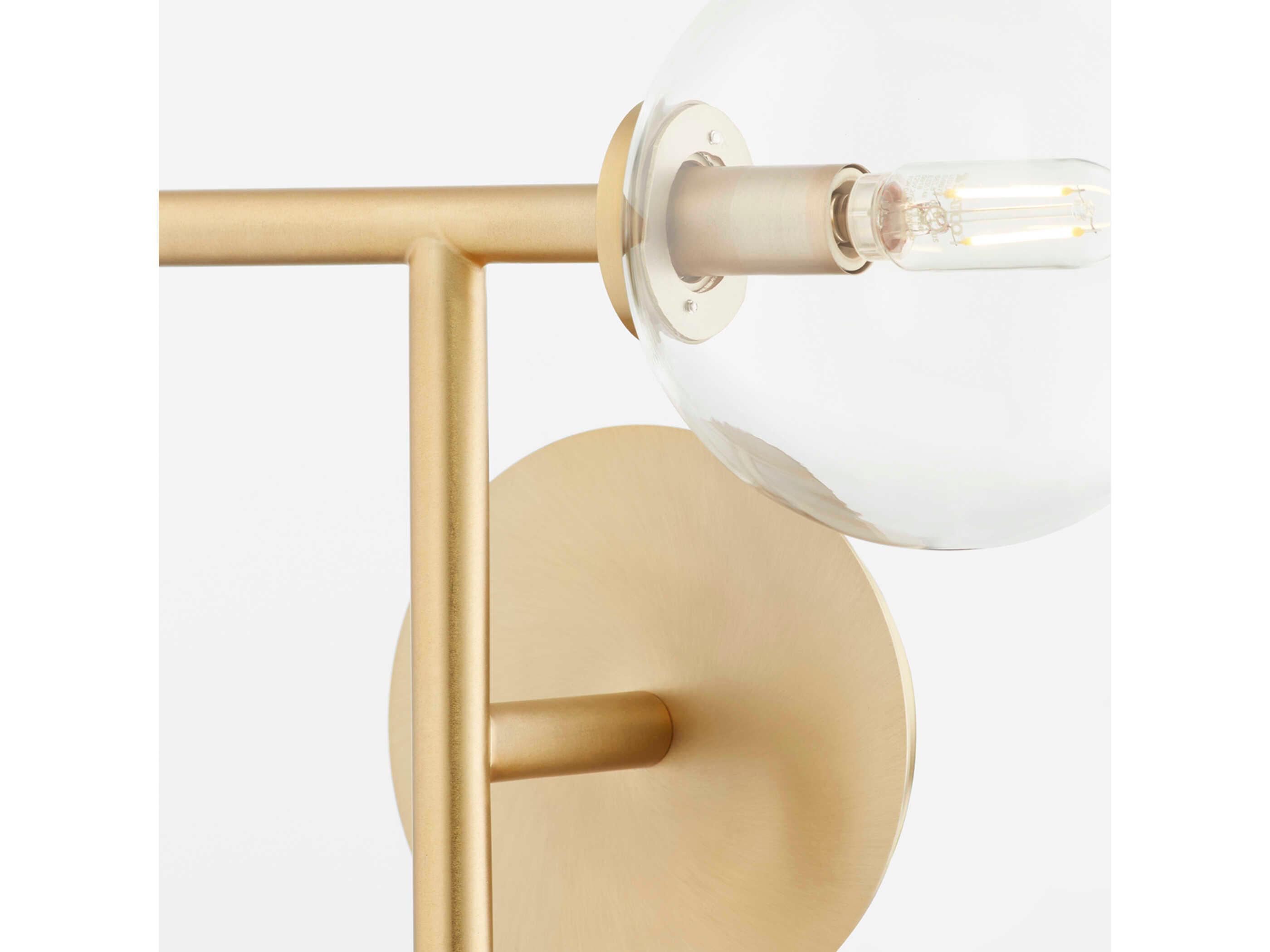 Quorum Rovi 2-Light Aged Brass Glass Wall Sconce