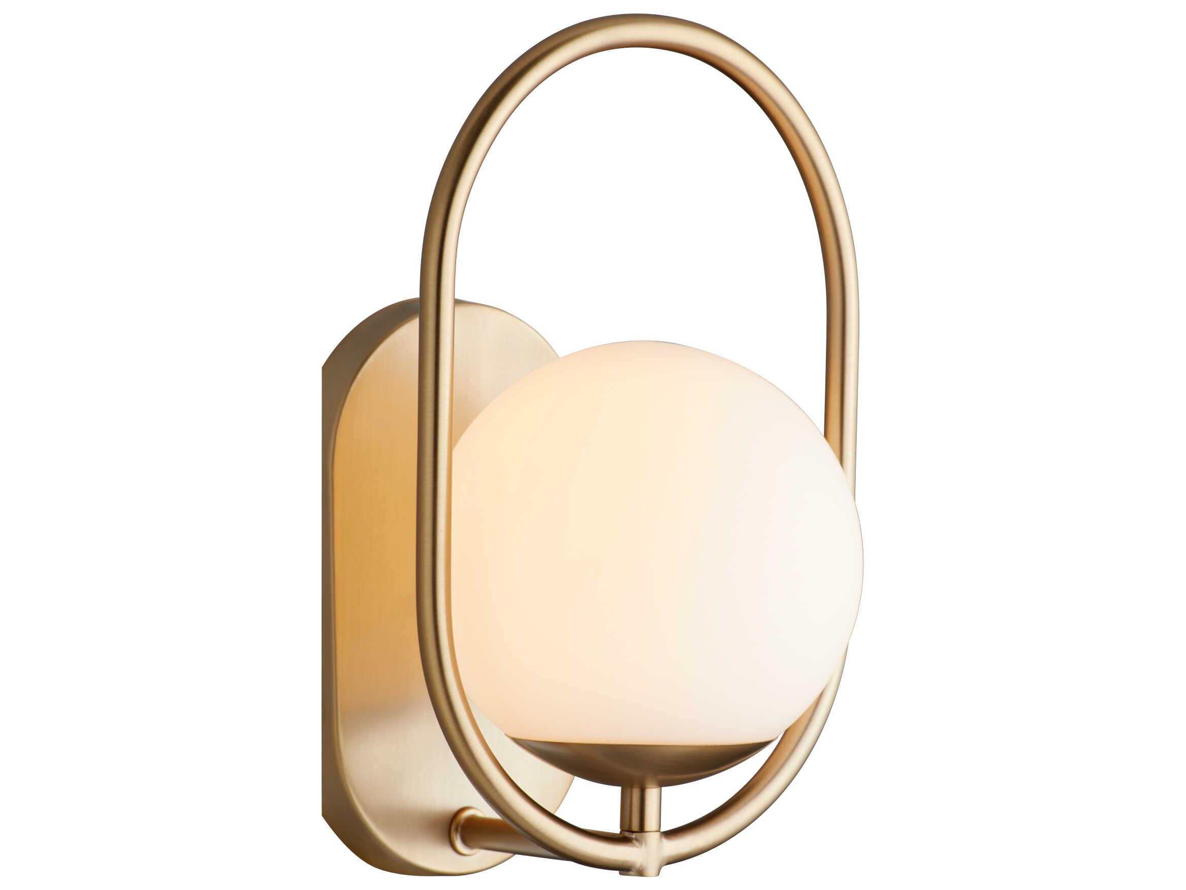 Quorum Belmont 1-Light Aged Brass Glass Wall Sconce