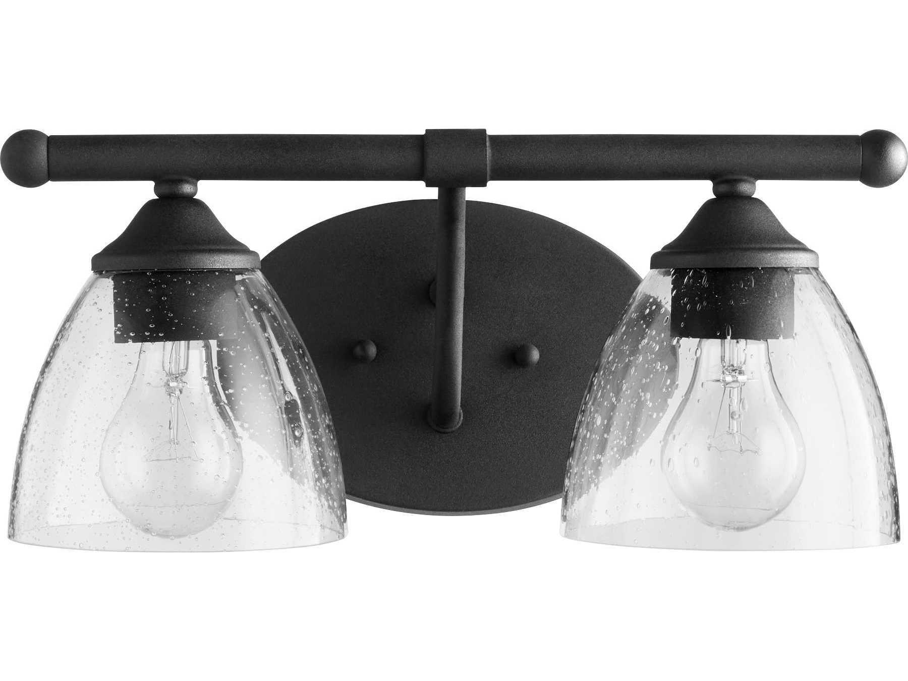 Quorum Brooks 2-Light Noir With Clear Seeded Black Glass Vanity Light