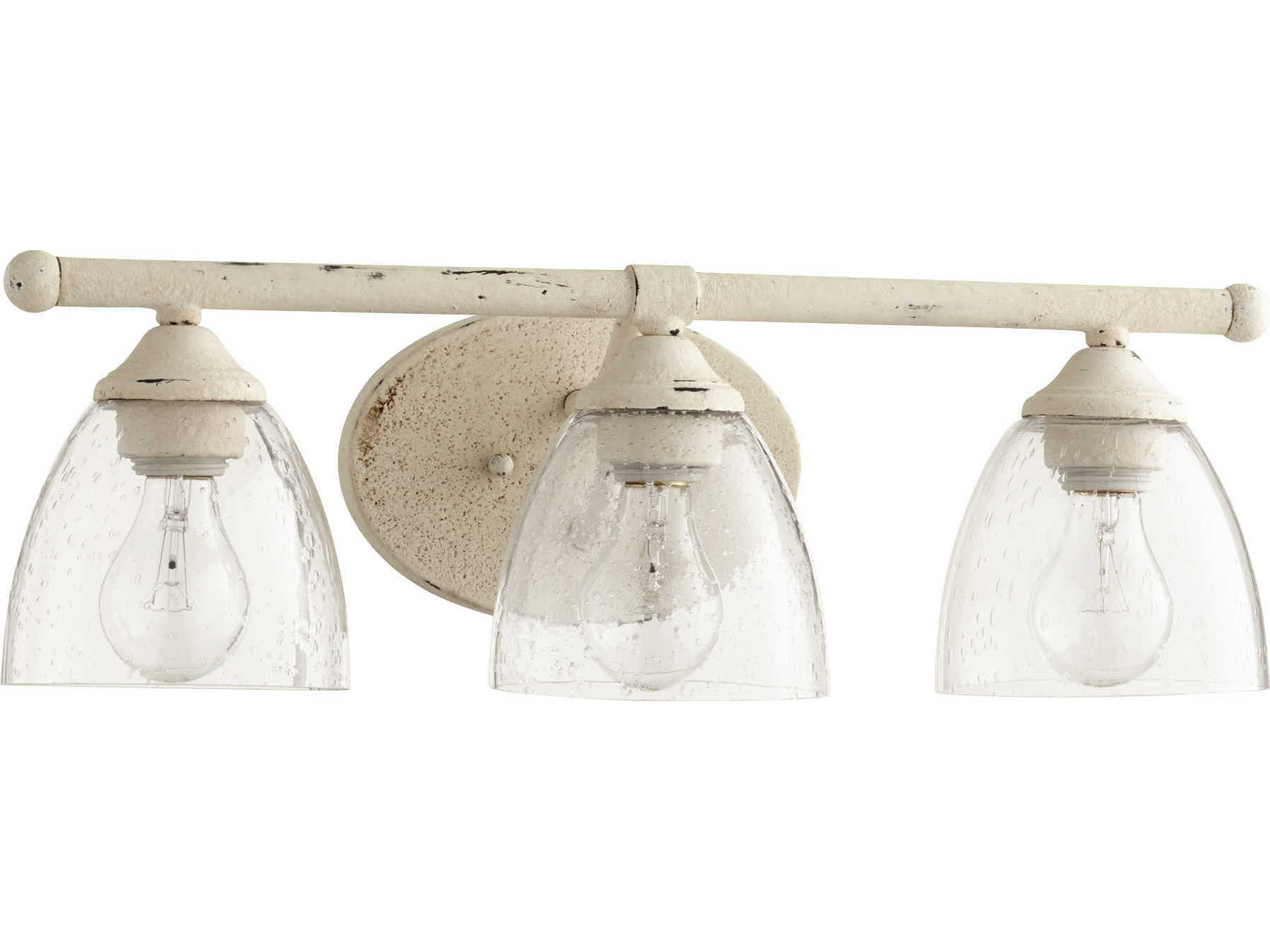 Quorum Brooks 3-Light Persian White With Clear Seeded Glass Vanity Light