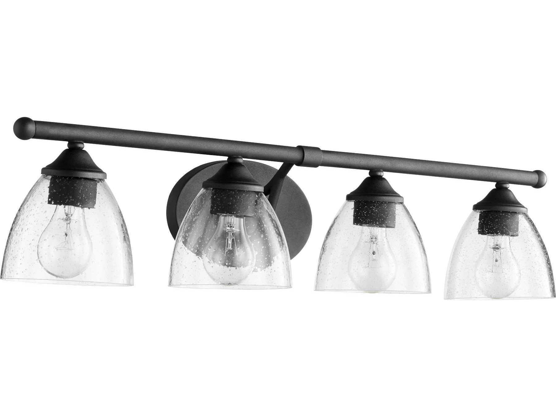 Quorum Brooks 4-Light Noir With Clear Seeded Black Glass Vanity Light