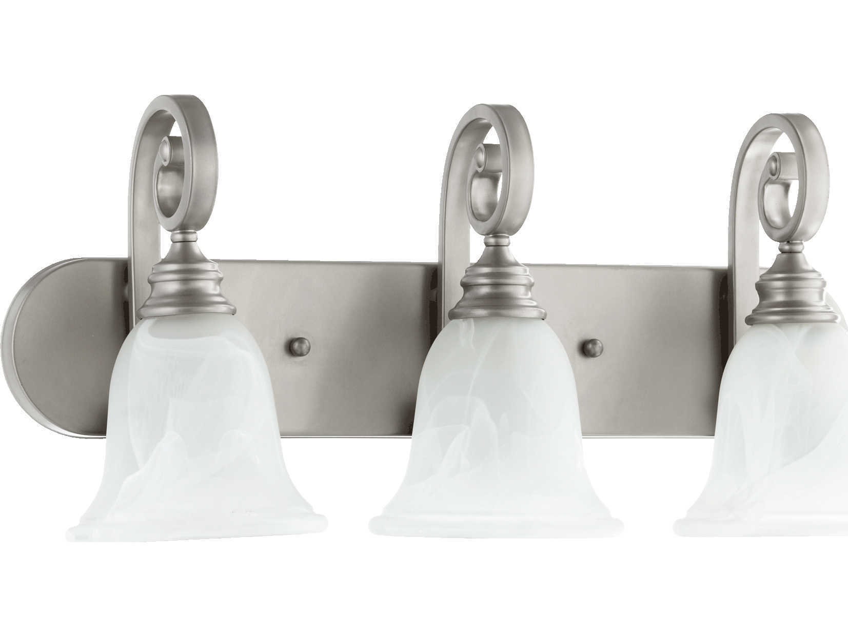 Quorum Bryant 3-Light Classic Nickel Glass Vanity Light