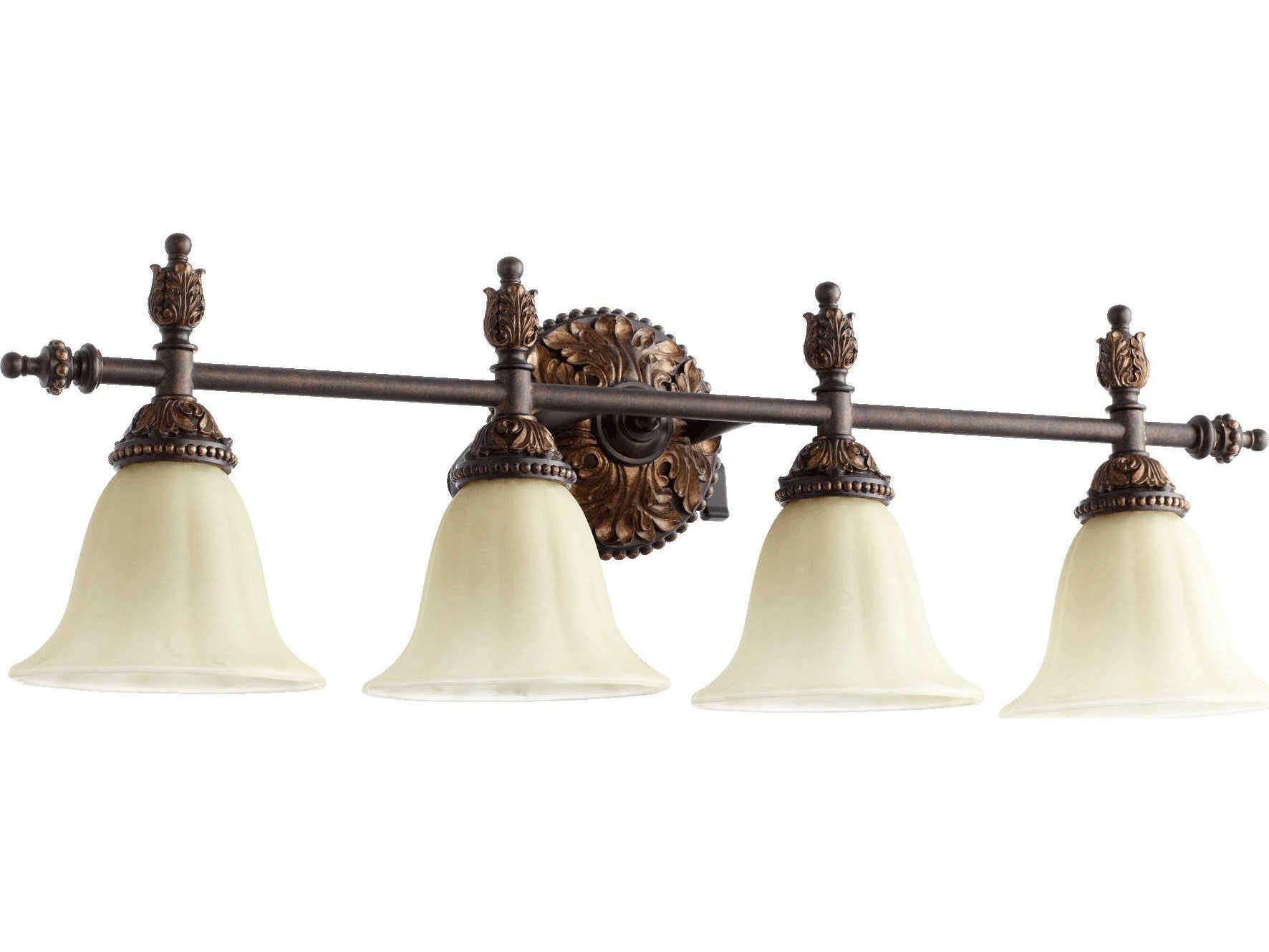 Quorum Rio Salado 4-Light Toasted Sienna With Mystic Silver White Glass Vanity Light