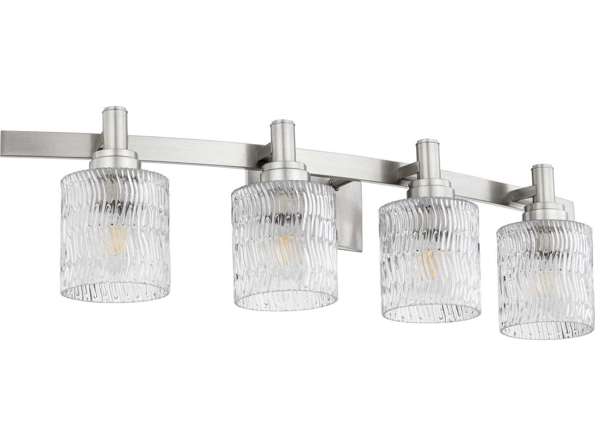 Quorum Stadium 4-Light Satin Nickel Glass Vanity Light