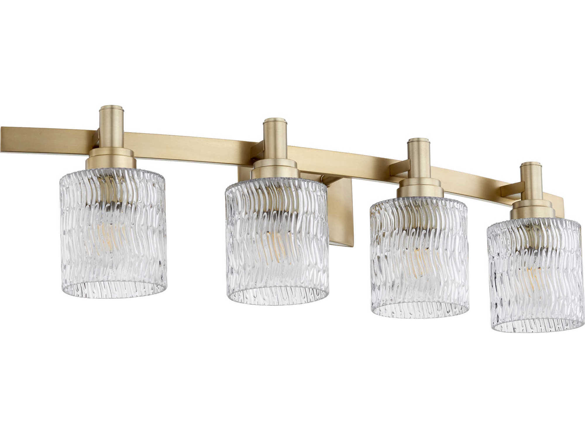 Quorum Stadium 4-Light Aged Brass Glass Vanity Light
