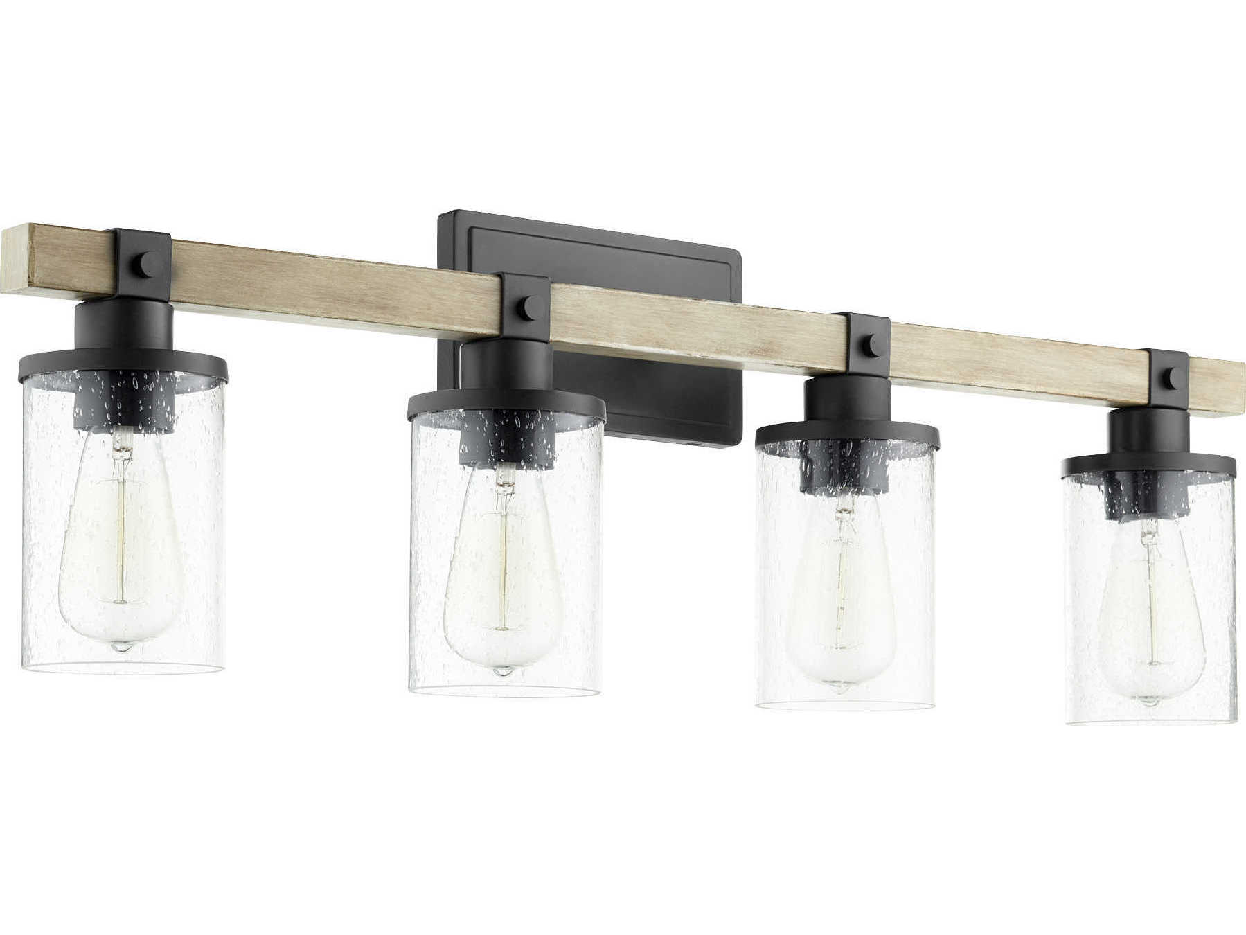 Quorum Alpine 4-Light Noir Driftwood Black Glass Vanity Light