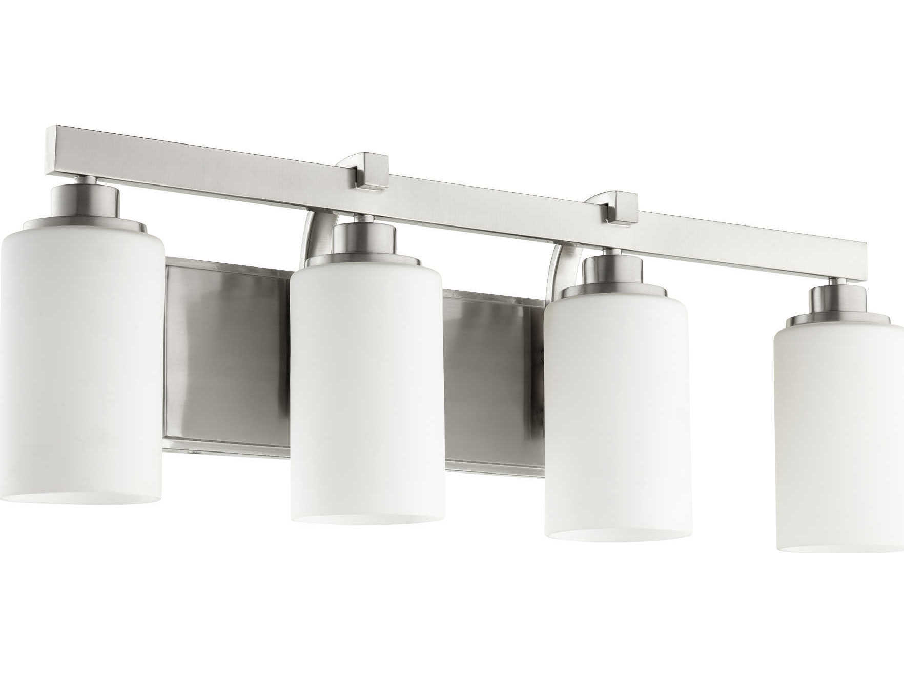 Quorum Lancaster 4-Light Satin Nickel Glass Vanity Light