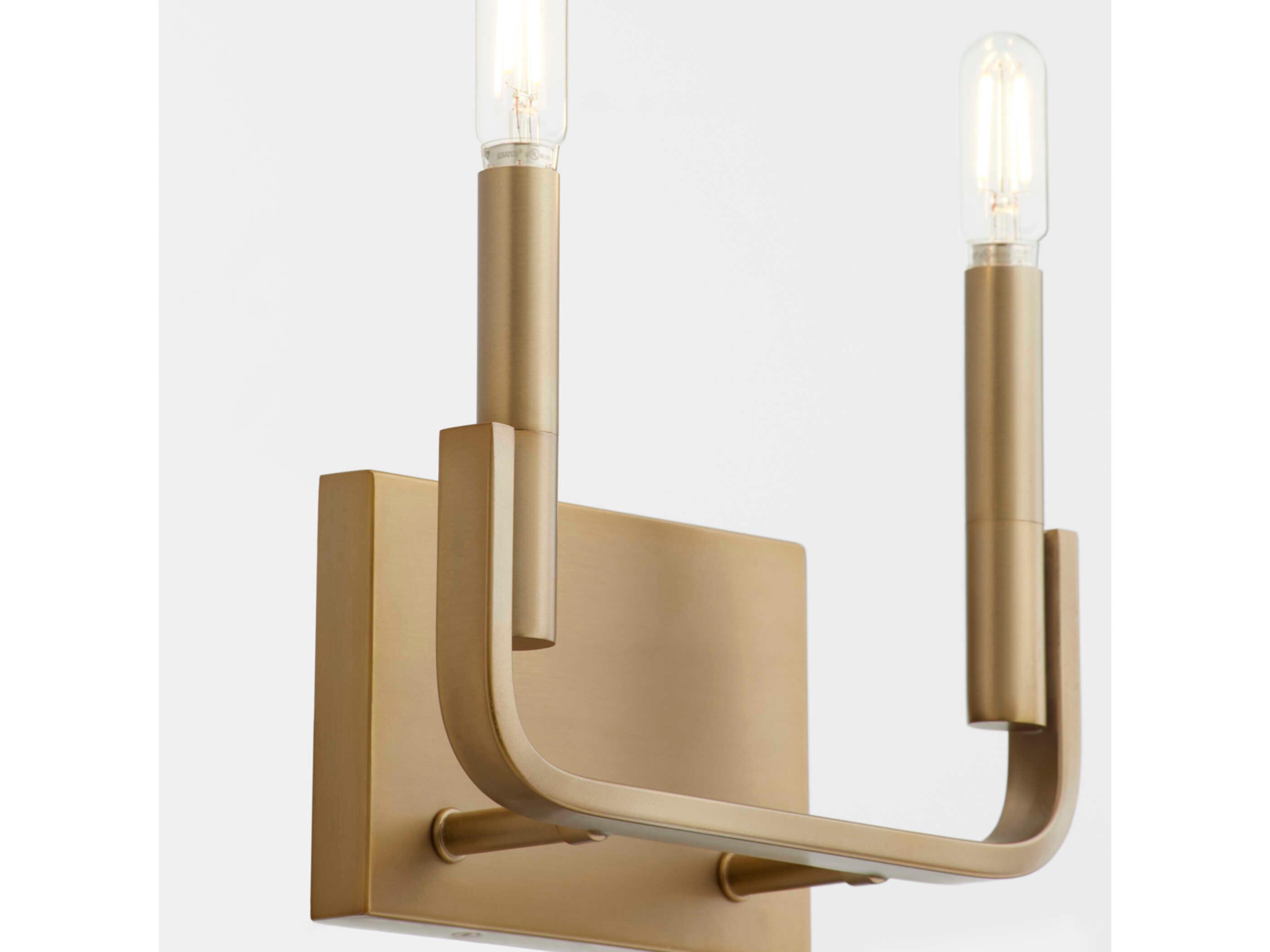 Quorum Tempo 2-Light Aged Brass Wall Sconce