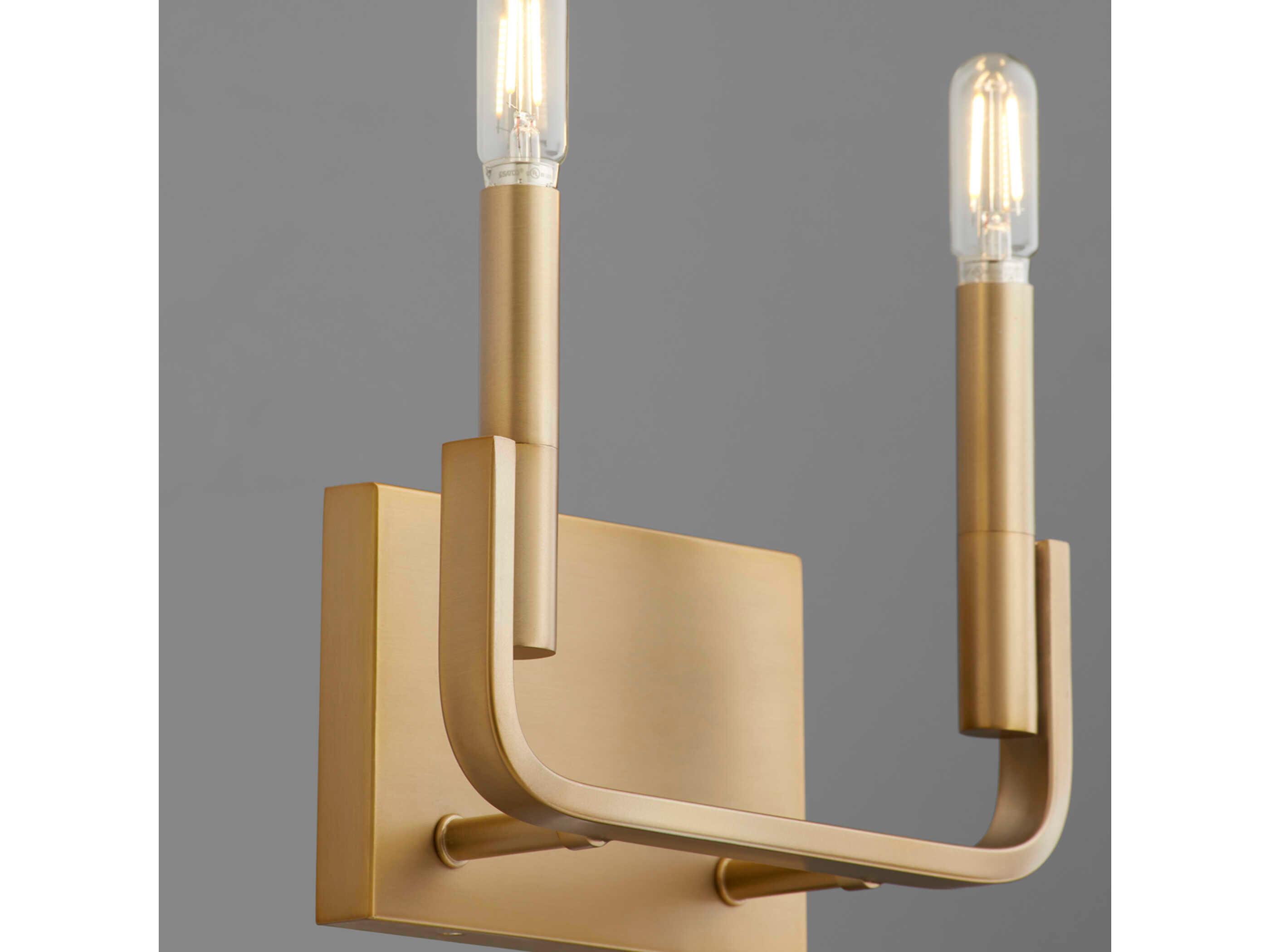 Quorum Tempo 2-Light Aged Brass Wall Sconce