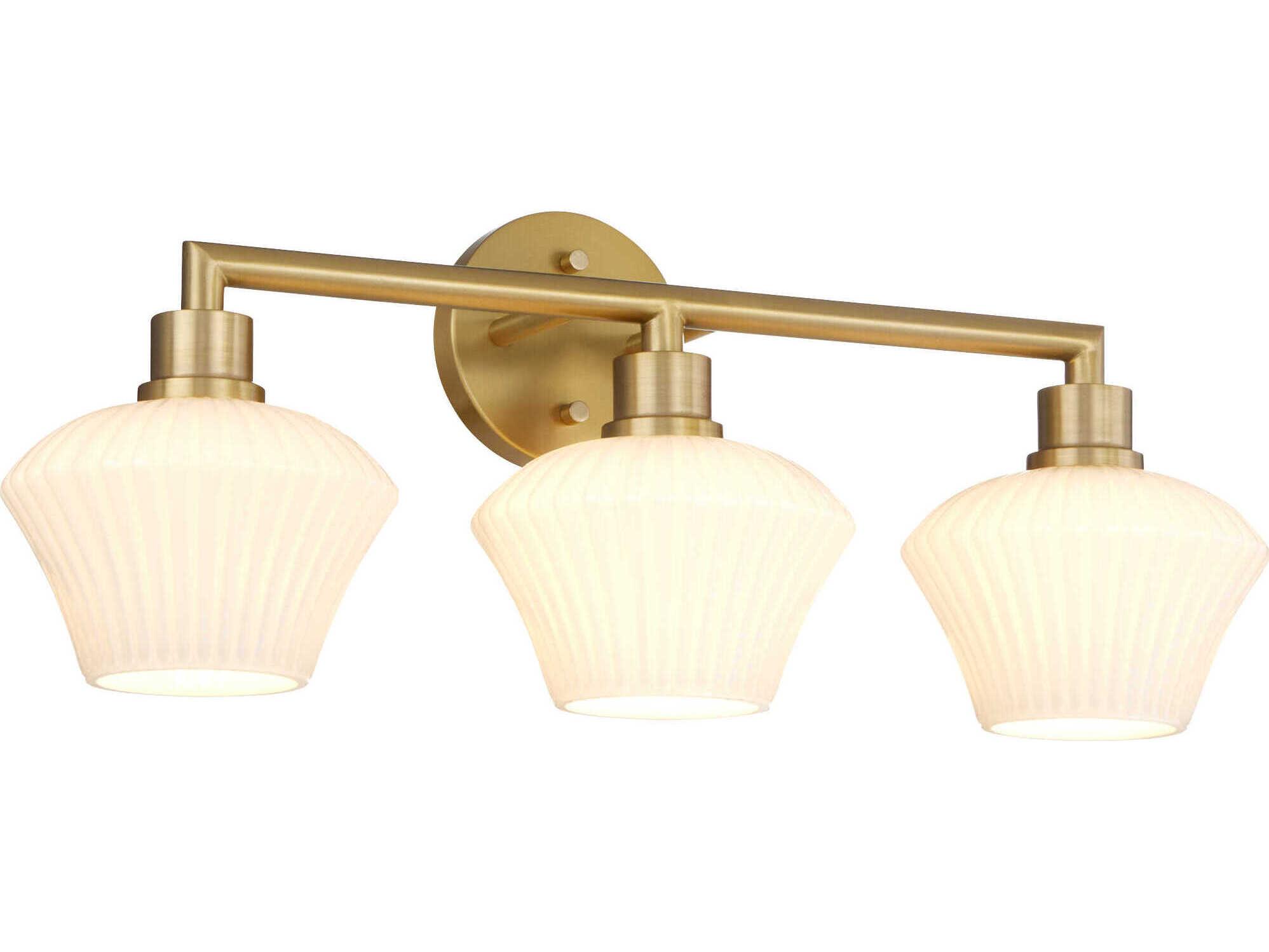 Quorum Cassini 3-Light Aged Brass Vanity Light