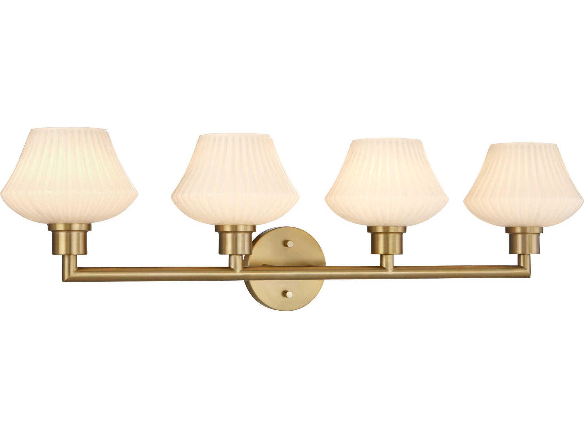 Quorum Cassini 4-Light Aged Brass Vanity Light