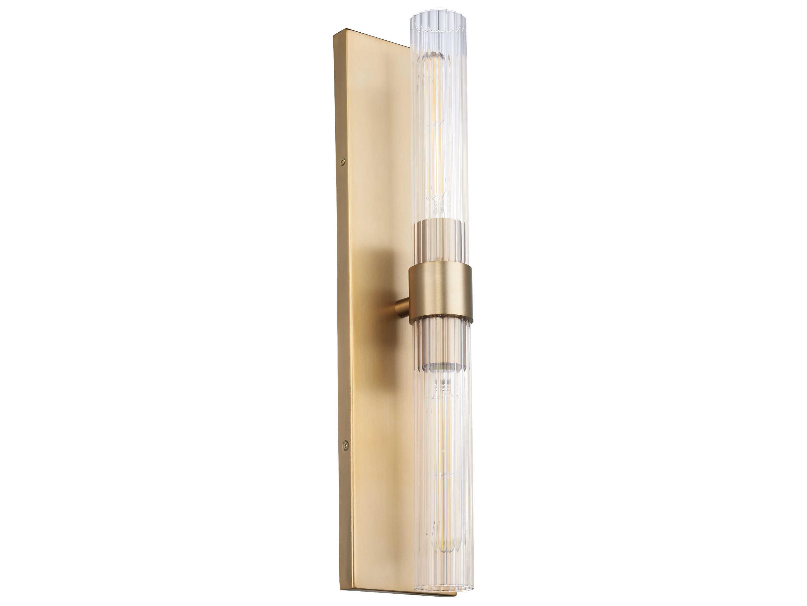 Quorum Sheridan 2-Light Aged Brass Glass Wall Sconce