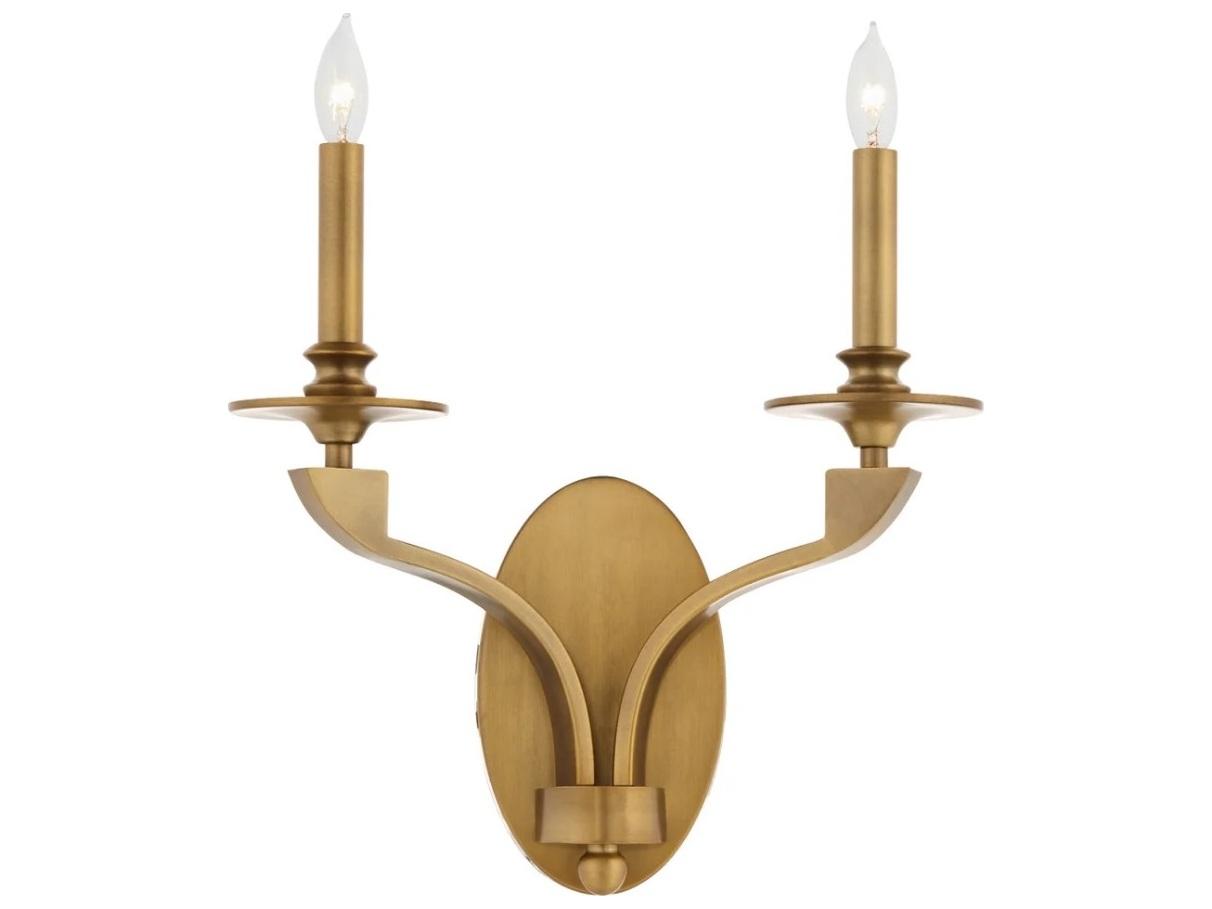 Quorum Chantelle 2-Light Brushed Brass Wall Sconce