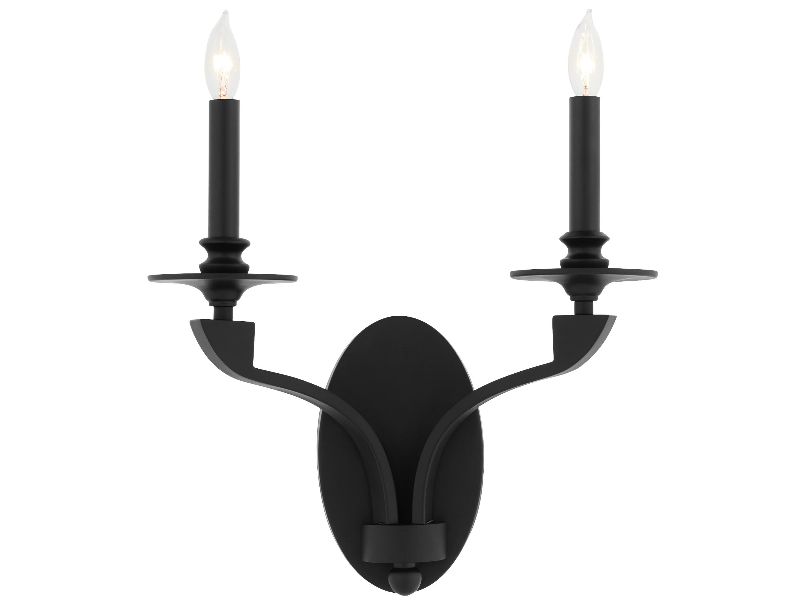 Quorum Chantelle 2-Light Matte Black Wall Sconce