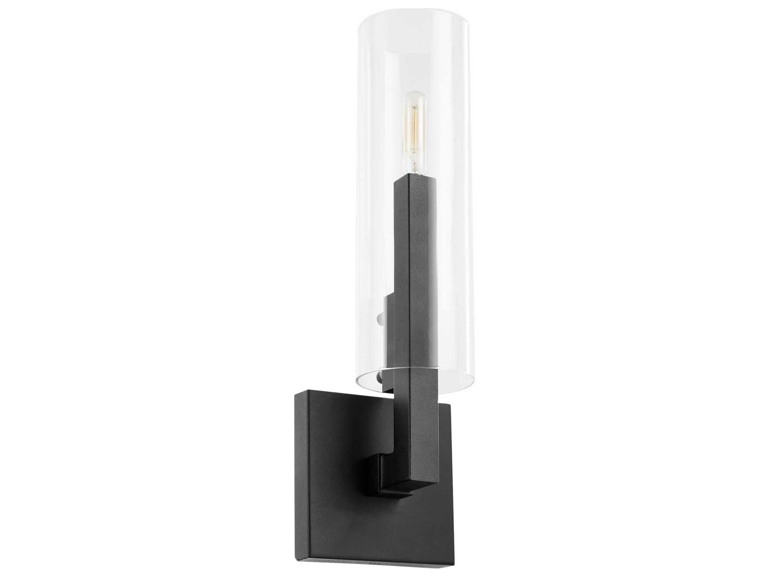 Quorum Harbin 1-Light Textured Black Glass Wall Sconce