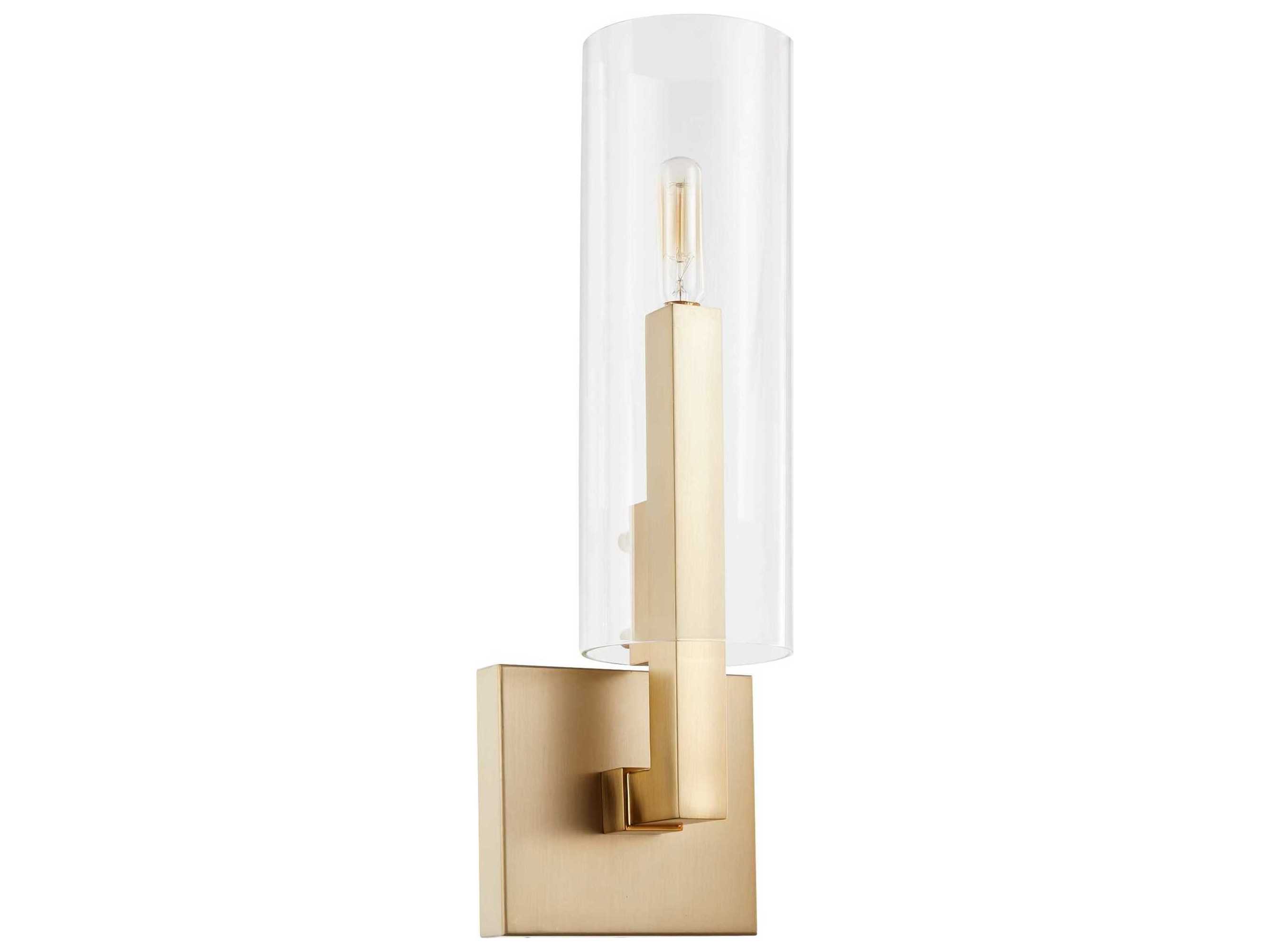 Quorum Harbin 1-Light Aged Brass Glass Wall Sconce