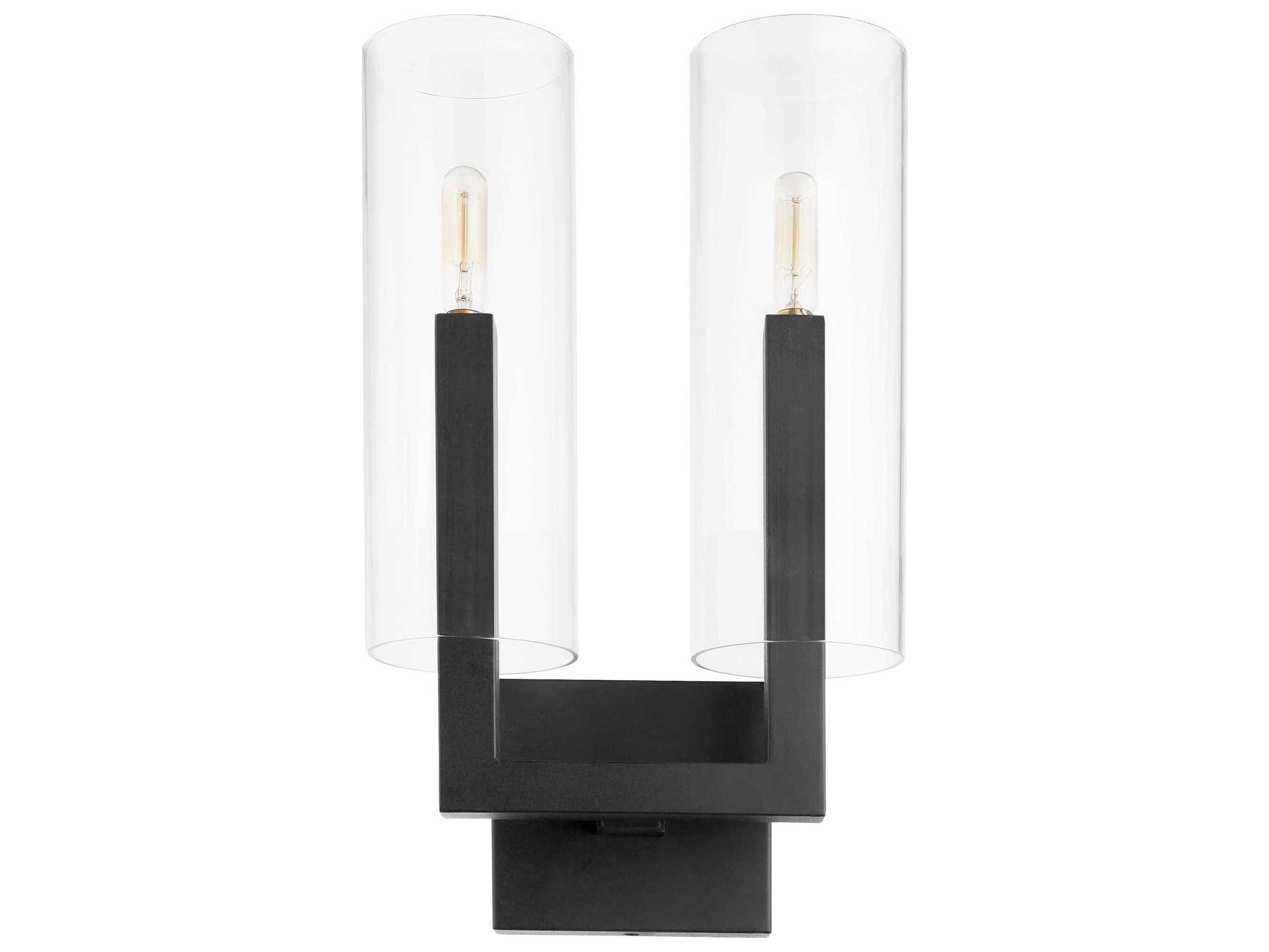 Quorum Harbin 2-Light Textured Black Glass Wall Sconce
