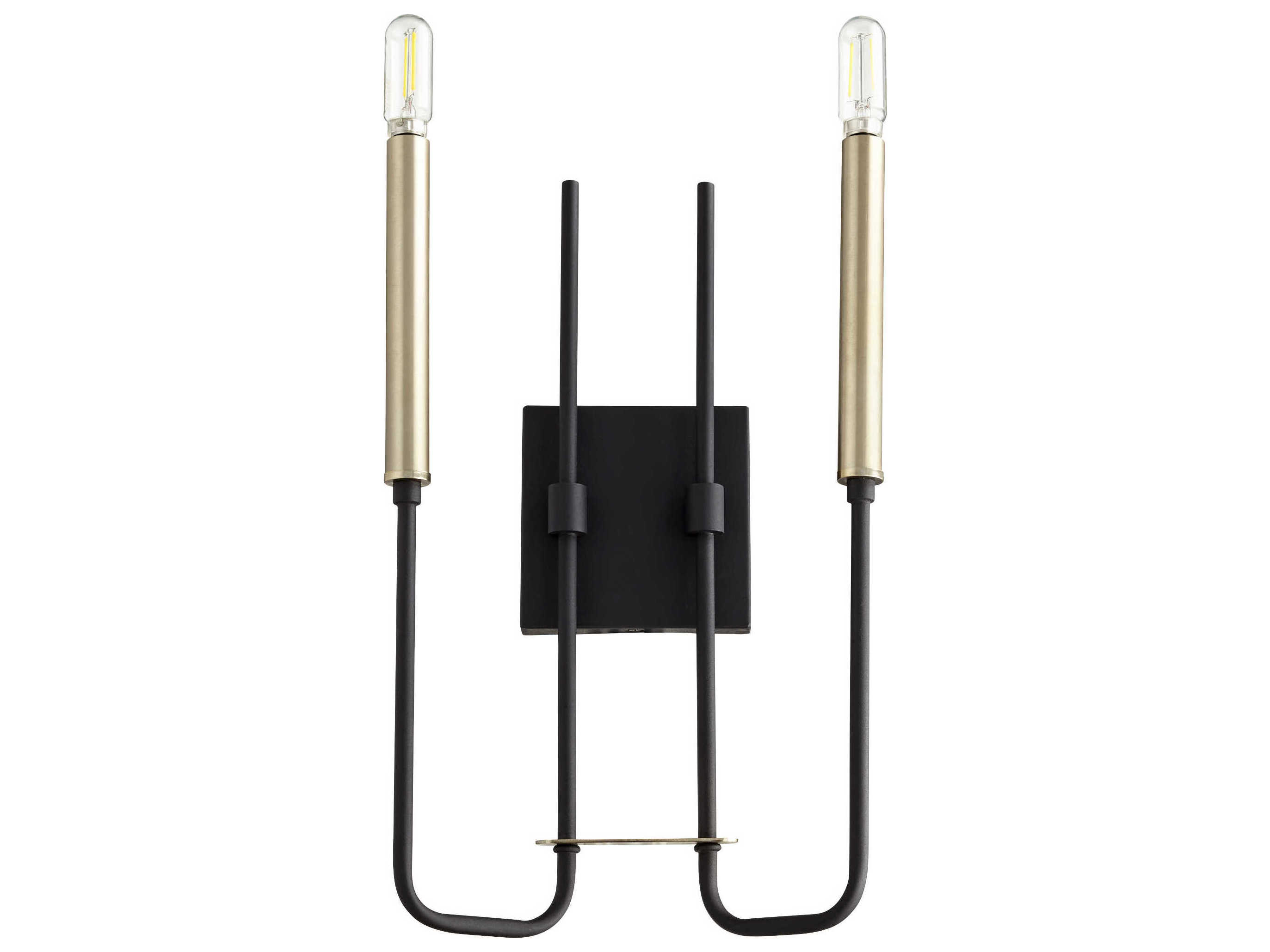 Quorum Hope 2-Light Noir With Aged Brass Black Wall Sconce