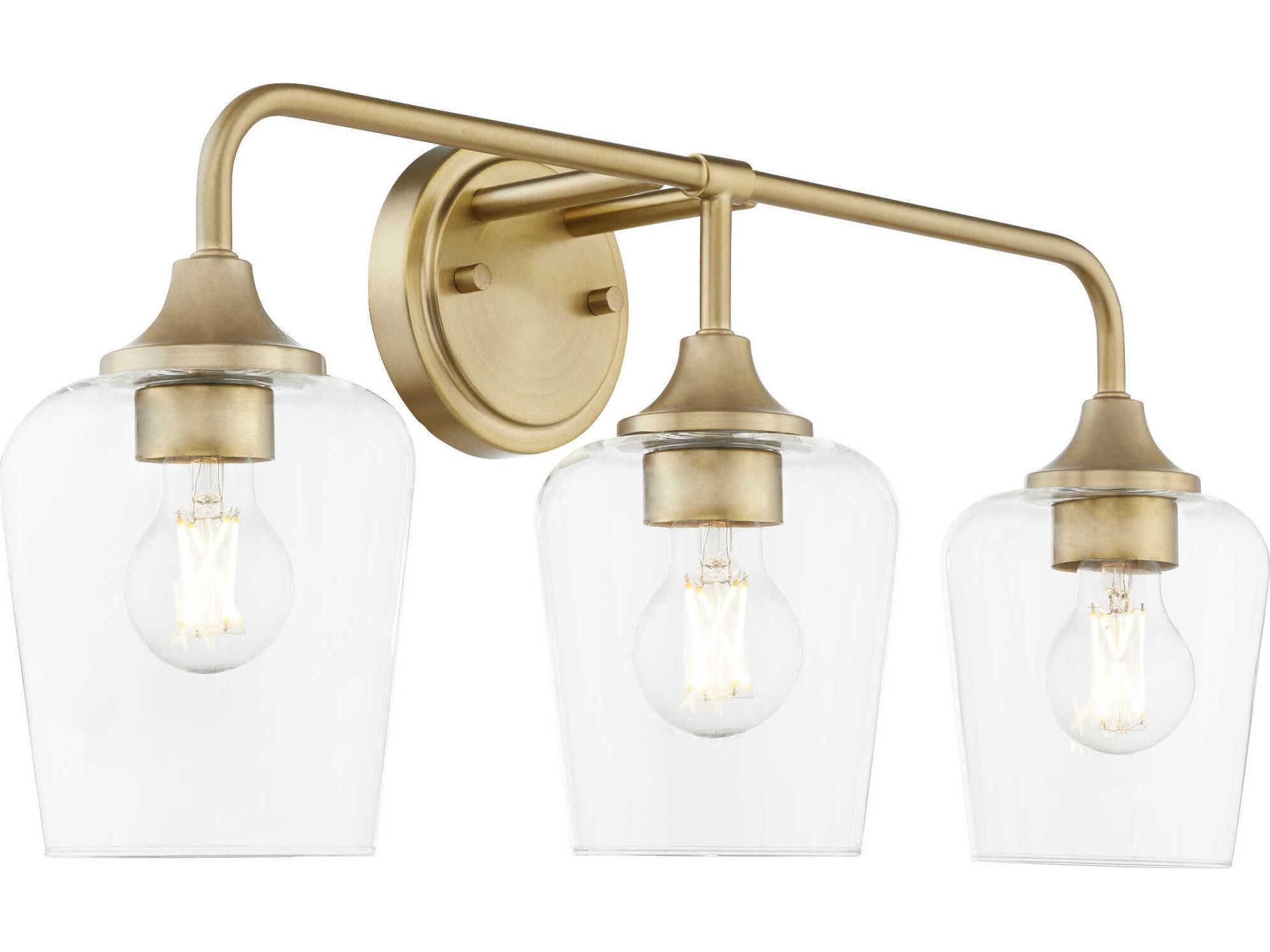 Quorum Raymond 3-Light Aged Brass Vanity Light