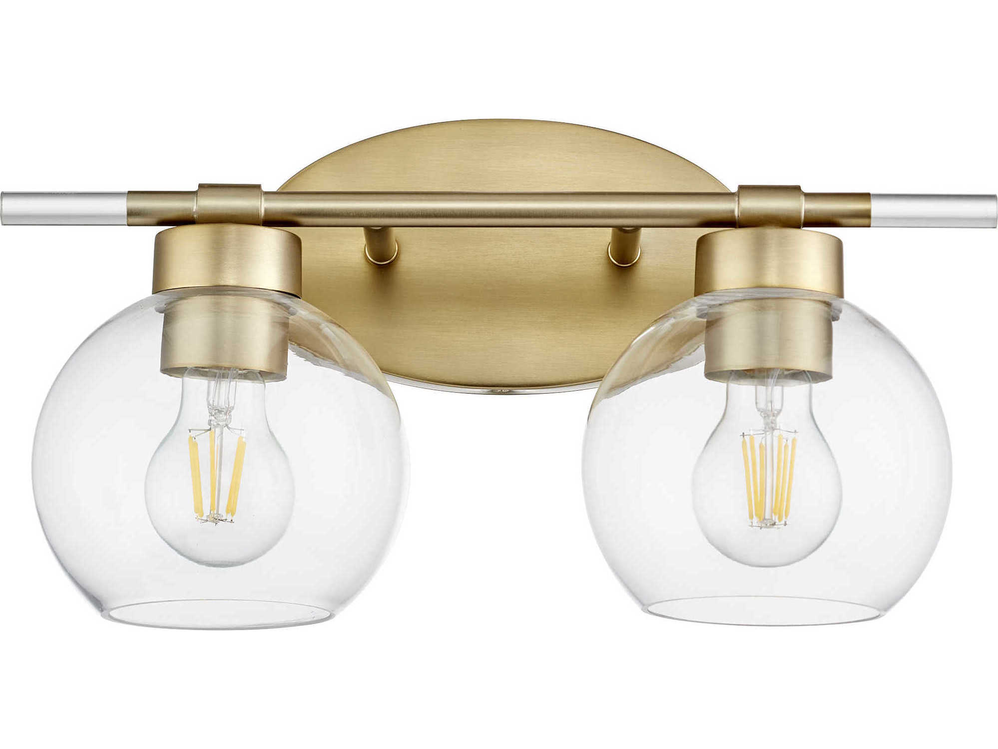 Quorum Volan 2-Light Aged Brass Glass Vanity Light