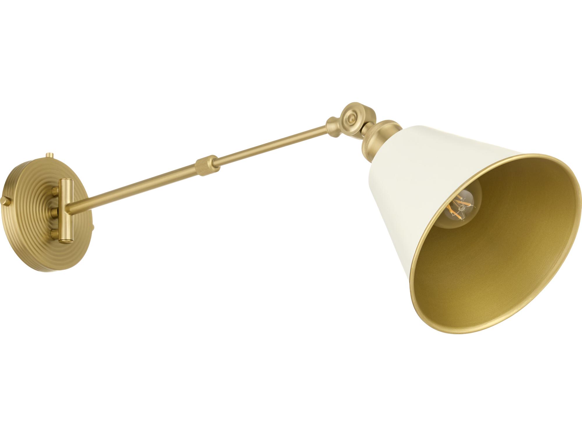 Quorum Bailey 1-Light Studio White Aged Brass Swing Wall Sconce