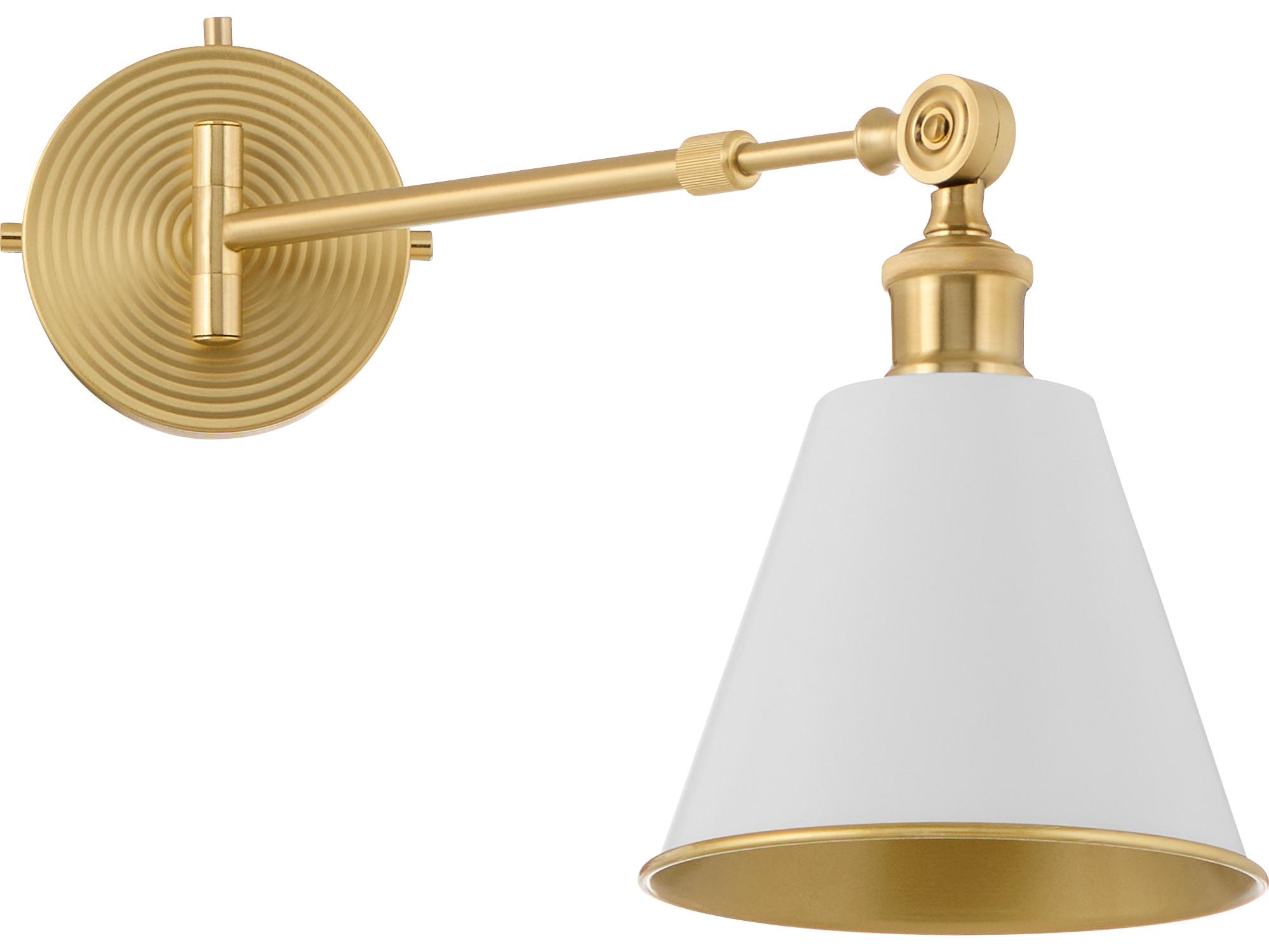 Quorum Bailey 1-Light Studio White Aged Brass Swing Wall Sconce