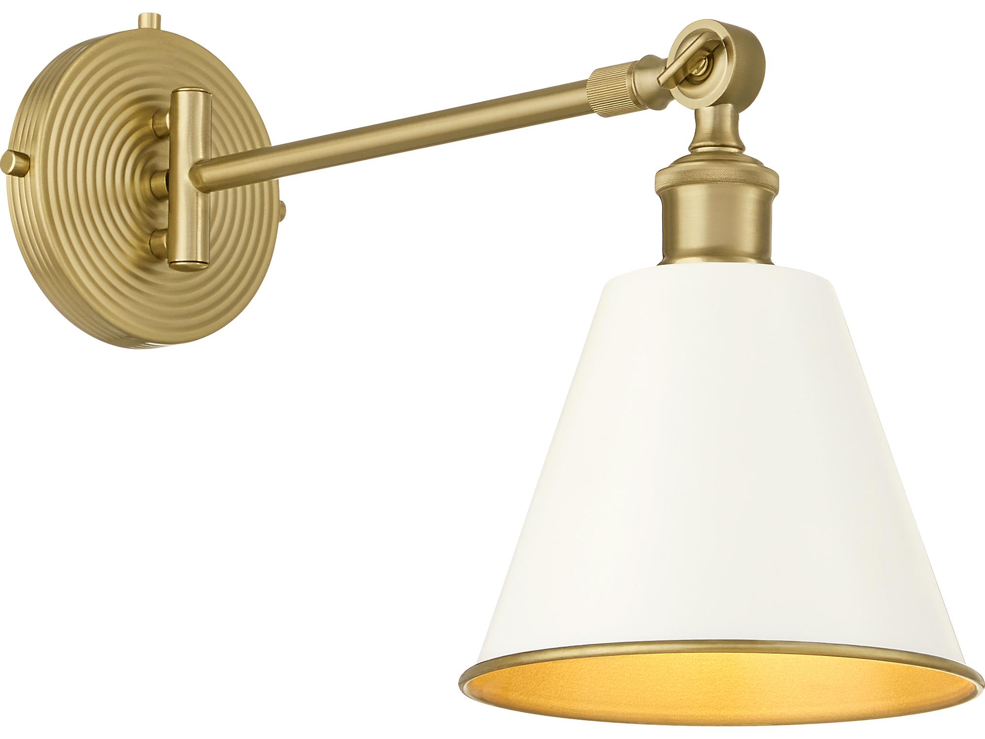 Quorum Bailey 1-Light Studio White Aged Brass Swing Wall Sconce
