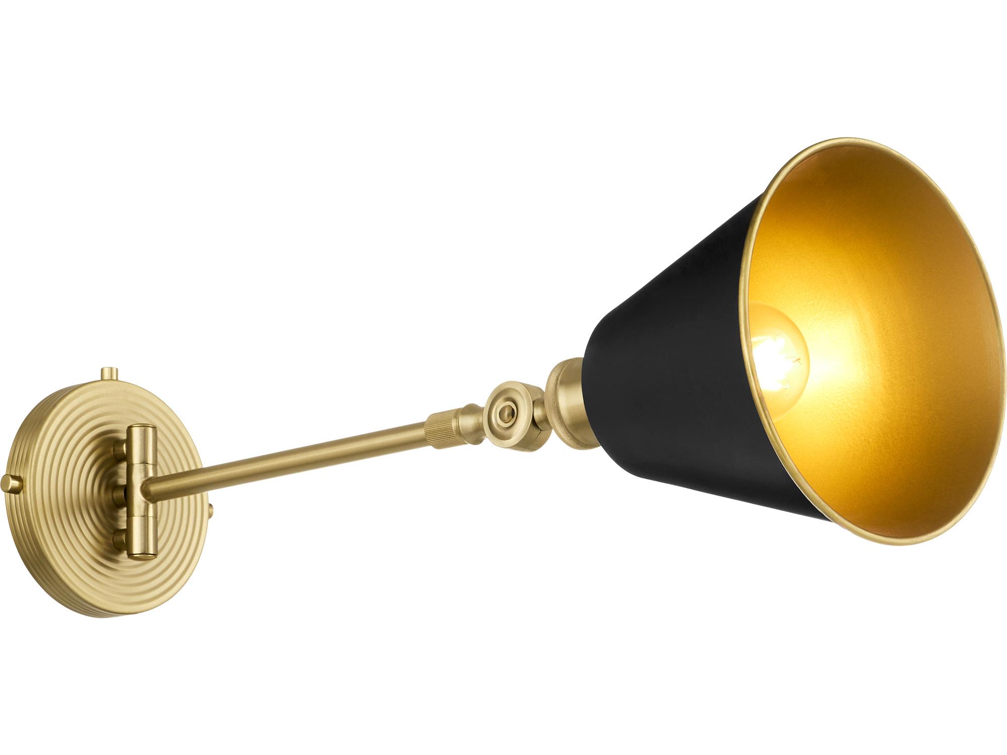 Quorum Bailey 1-Light Matte Black Aged Brass Swing Wall Sconce