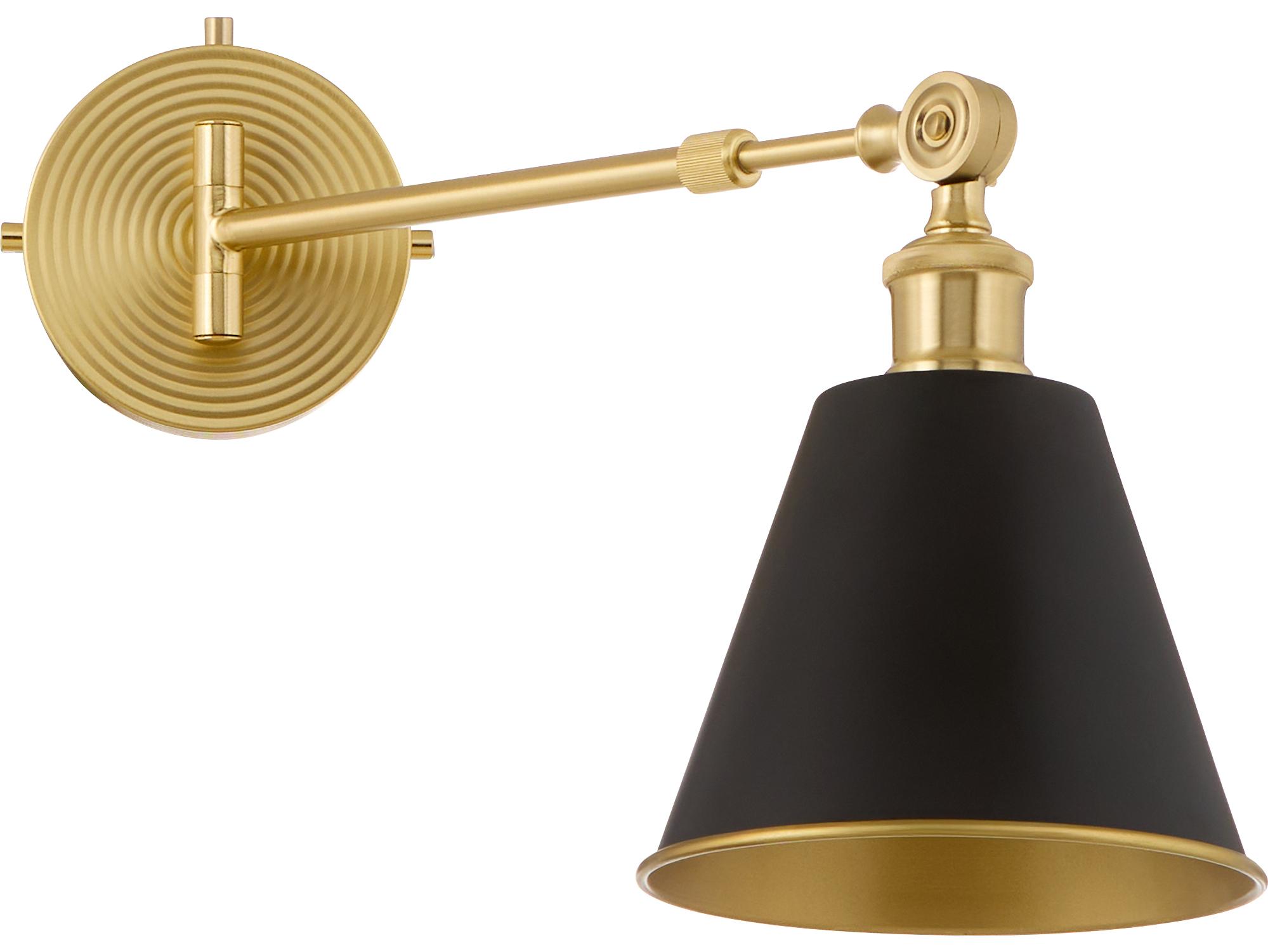 Quorum Bailey 1-Light Matte Black Aged Brass Swing Wall Sconce