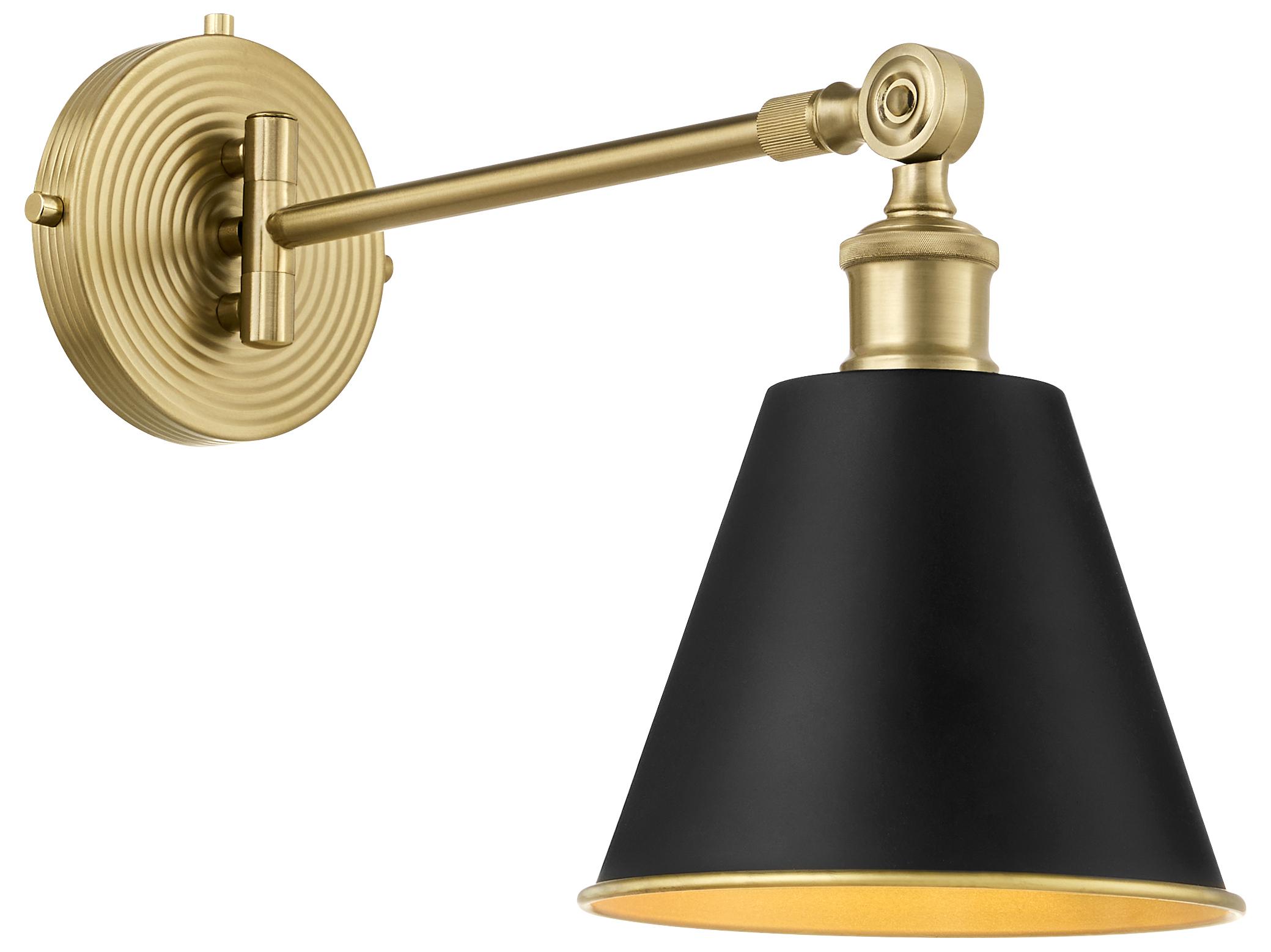 Quorum Bailey 1-Light Matte Black Aged Brass Swing Wall Sconce