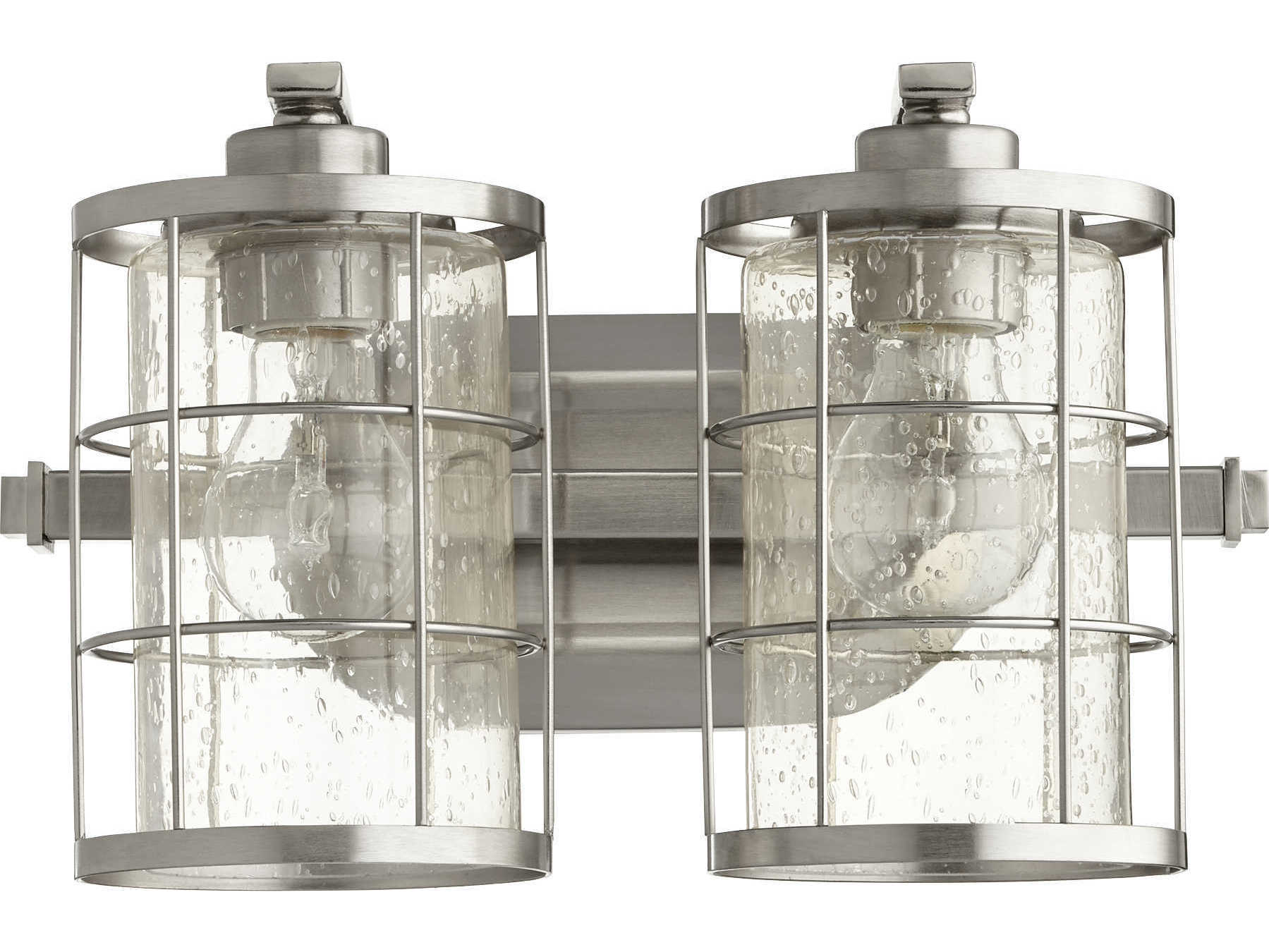 Quorum Ellis 2-Light Satin Nickel Glass Vanity Light