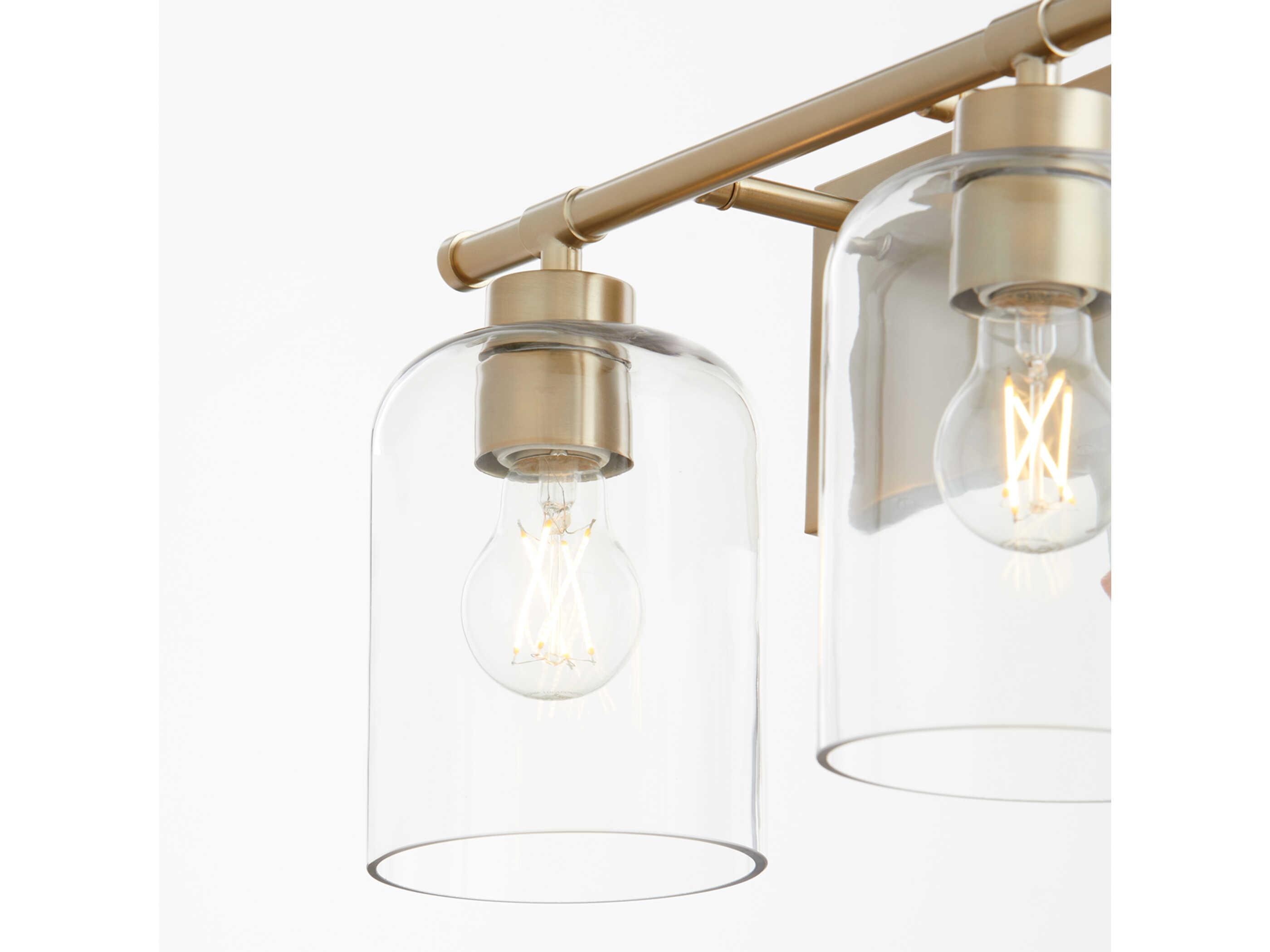 Quorum Tribute 2-Light Aged Brass Glass Vanity Light