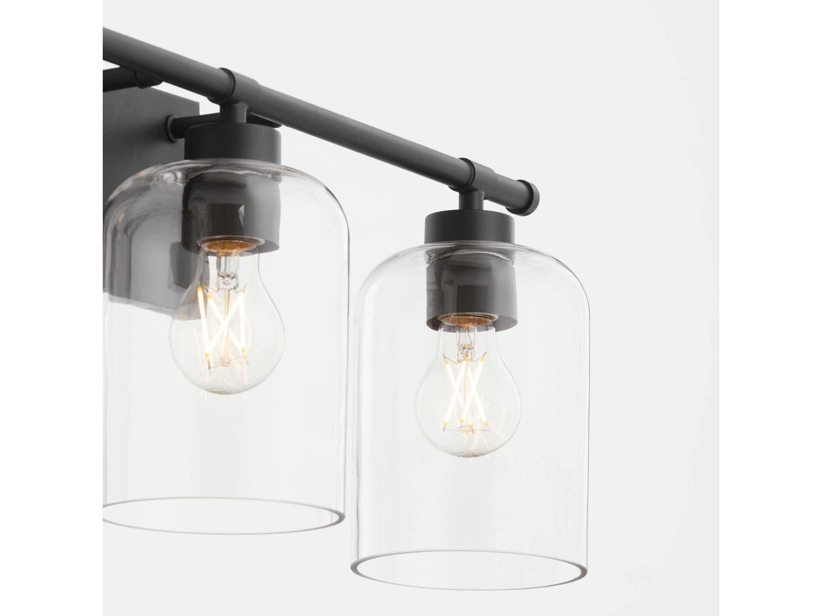 Quorum Tribute 3-Light Matte Black Glass Vanity Light