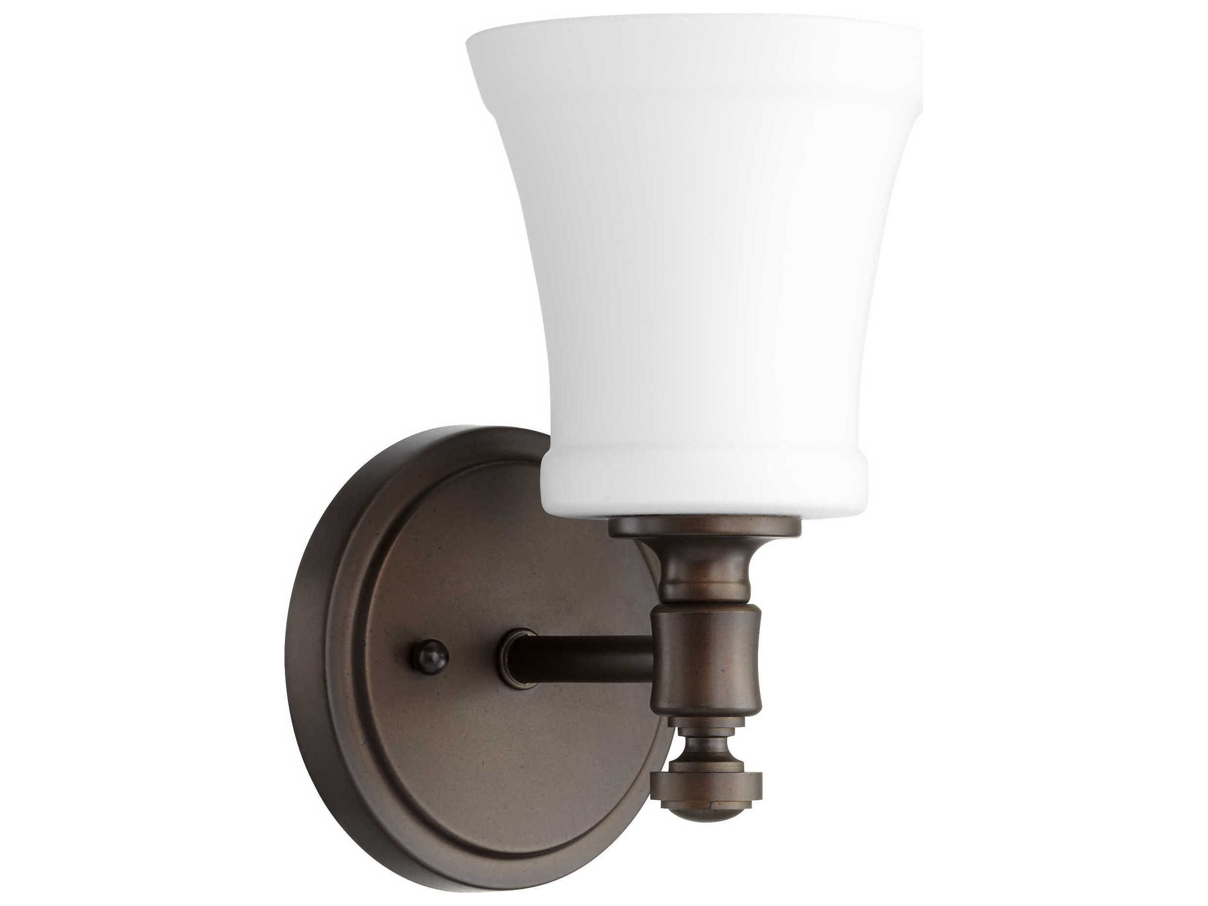 Quorum Rossington 1-Light Oiled Bronze With Satin Opal White Glass Vanity Light
