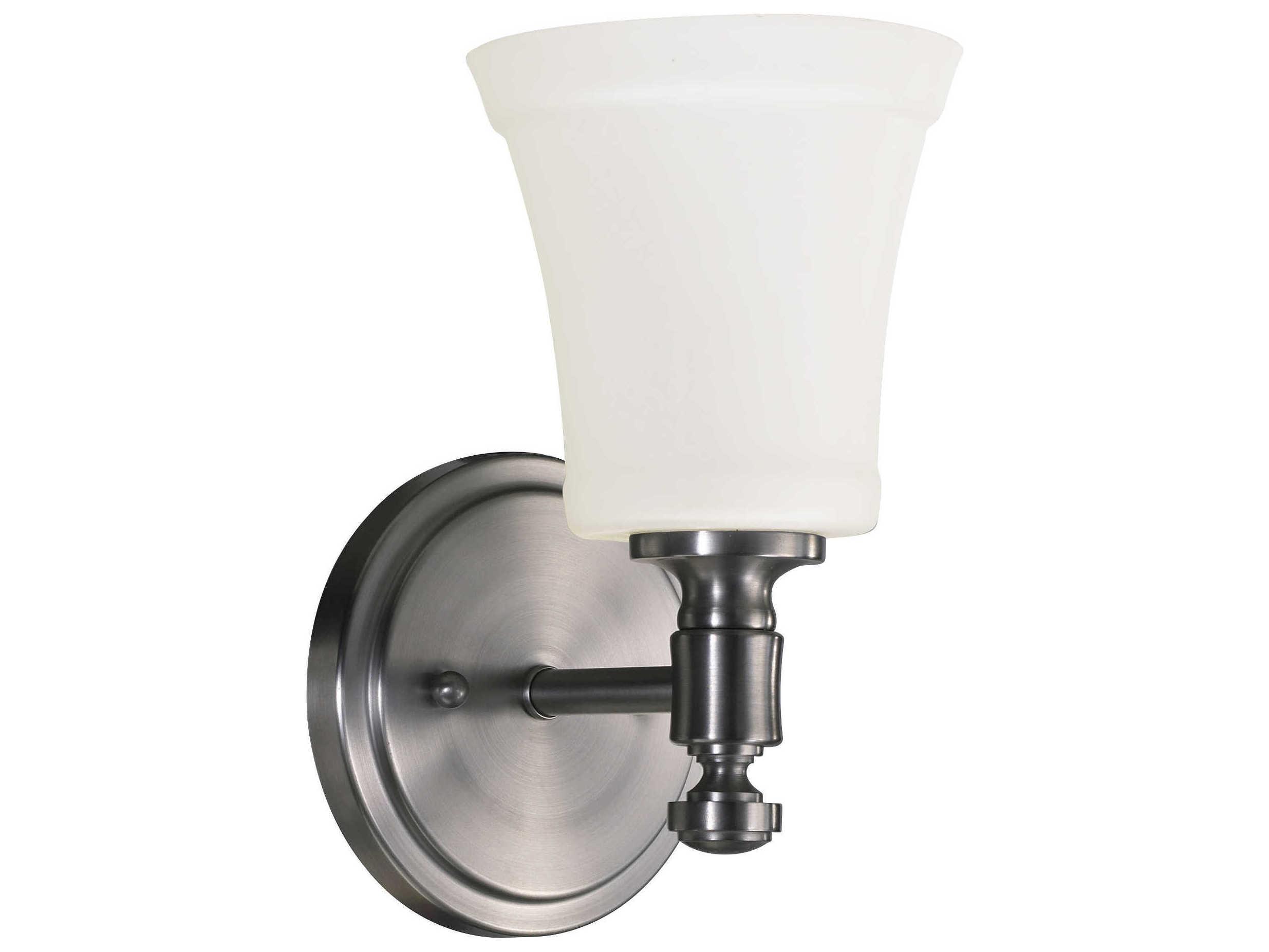Quorum Rossington 1-Light Satin Nickel White Glass Vanity Light