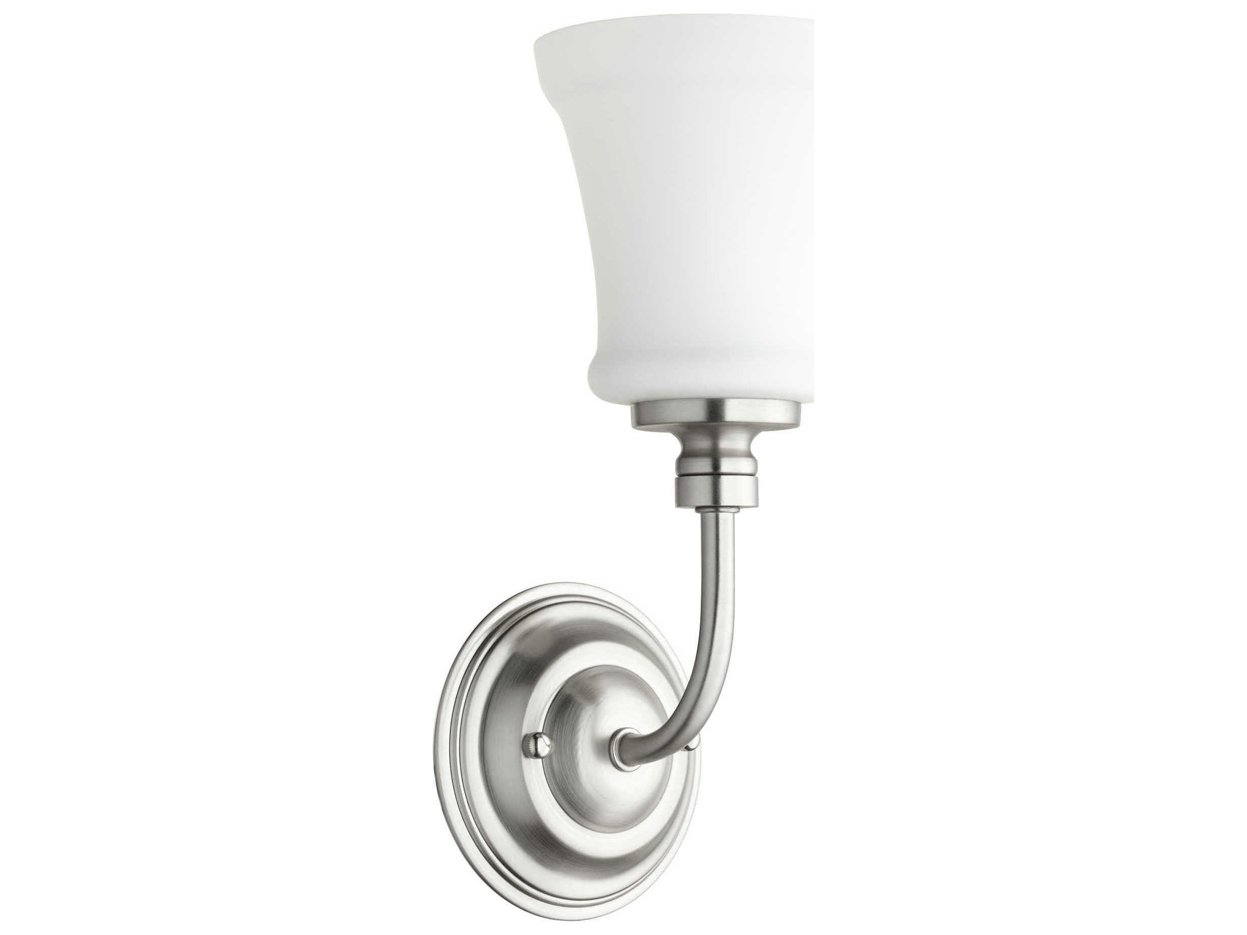 Quorum Rossington 1-Light Satin Nickel Glass Wall Sconce