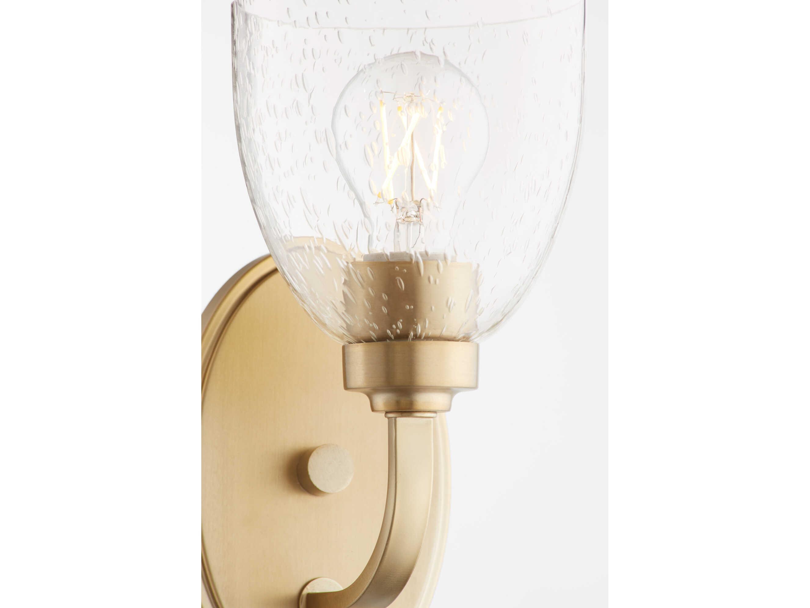 Quorum Reyes 1-Light Aged Brass Glass Wall Sconce