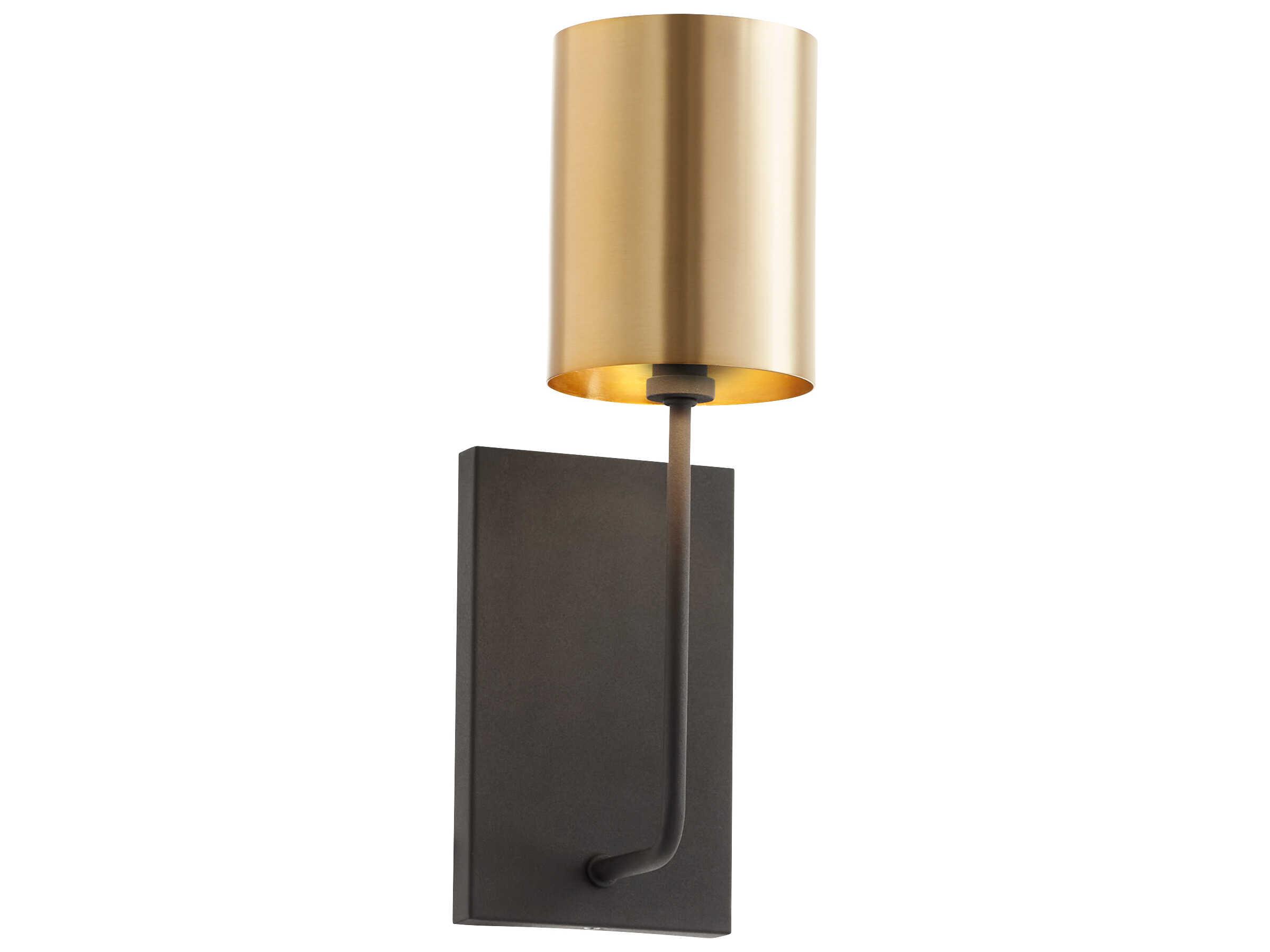 Quorum Harmony 1-Light Textured Black Aged Brass Wall Sconce