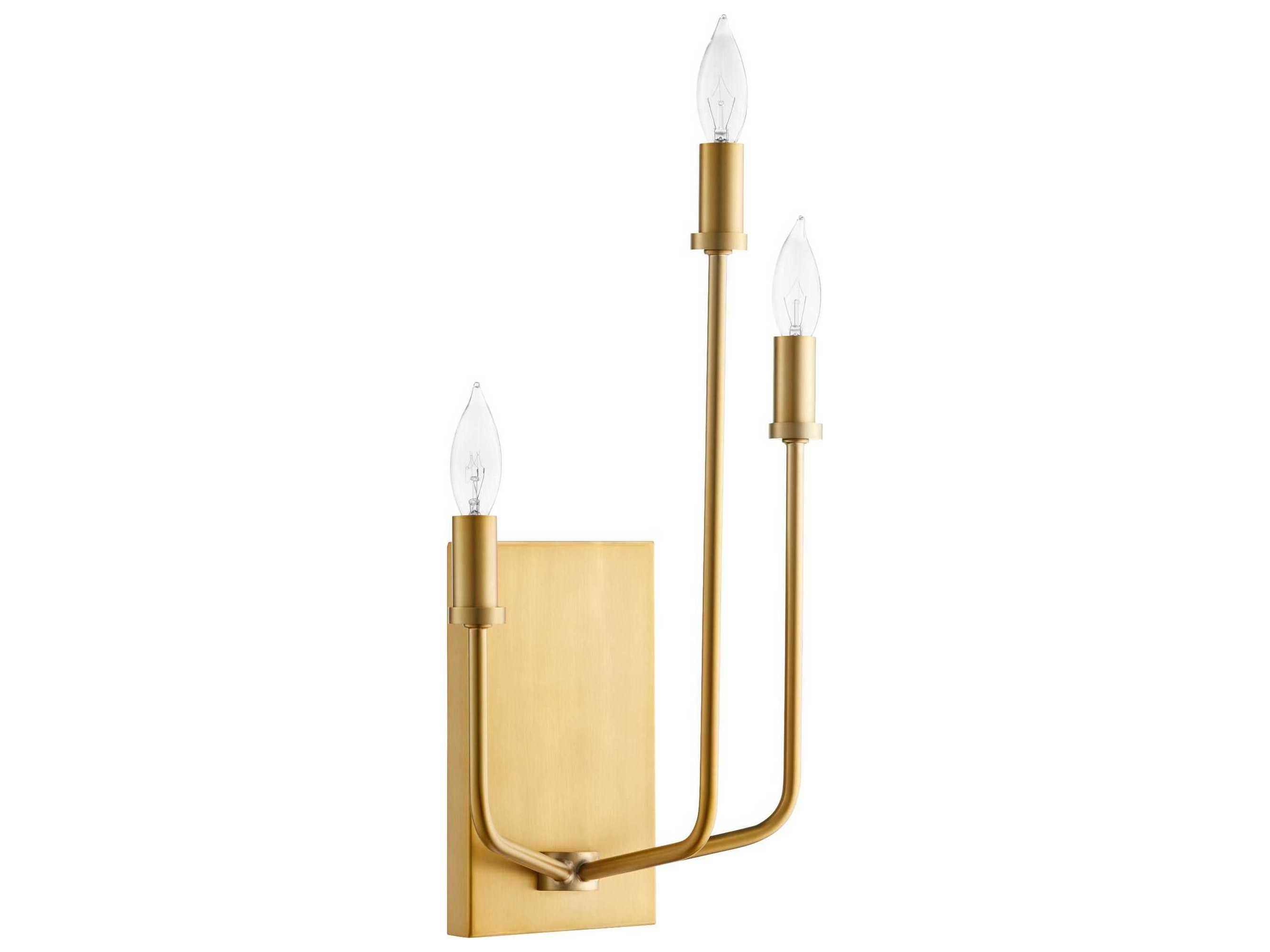 Quorum Harmony 3-Light Aged Brass White Wall Sconce