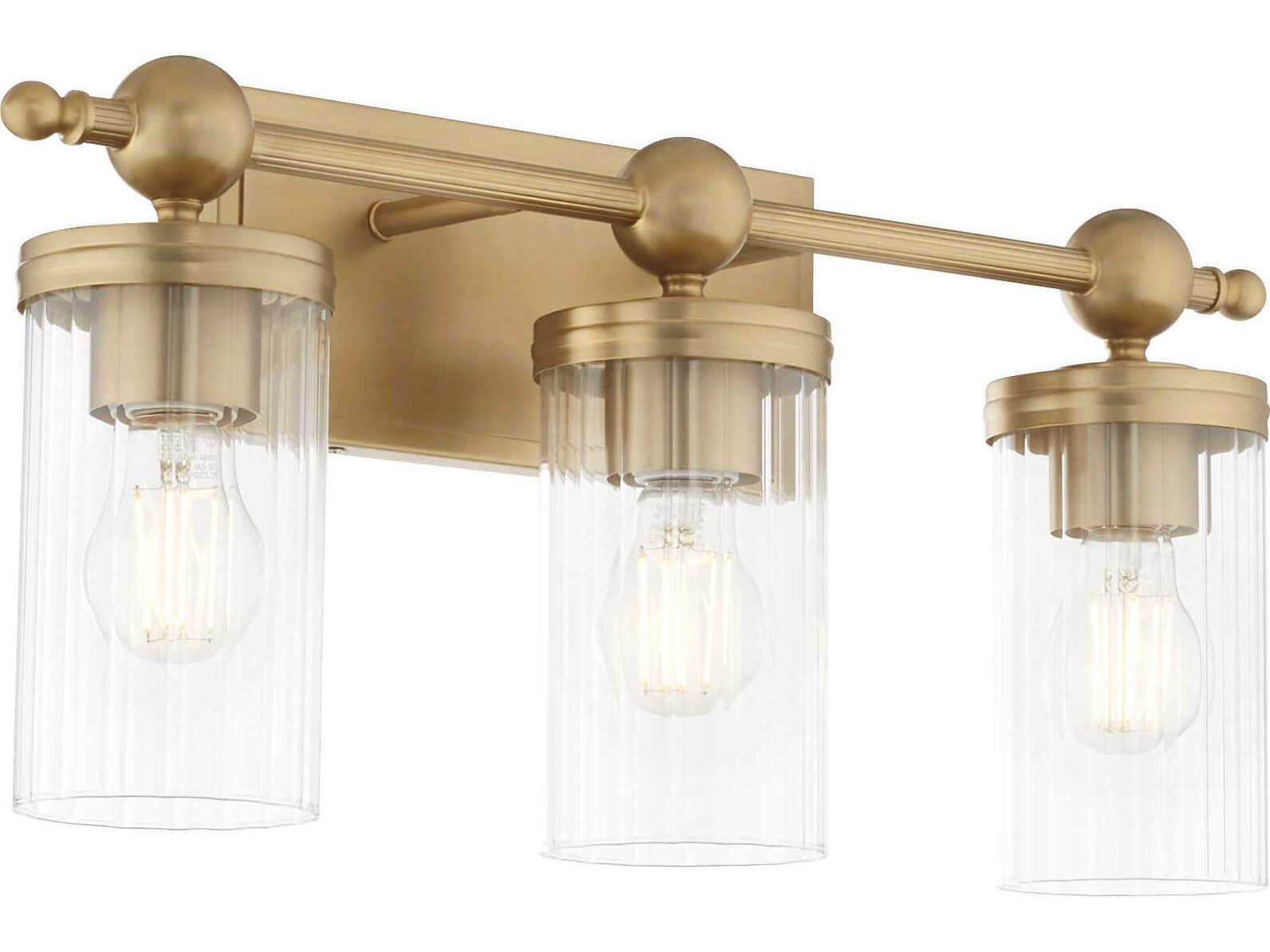 Quorum Lee Boulevard 3-Light Aged Brass Vanity Light