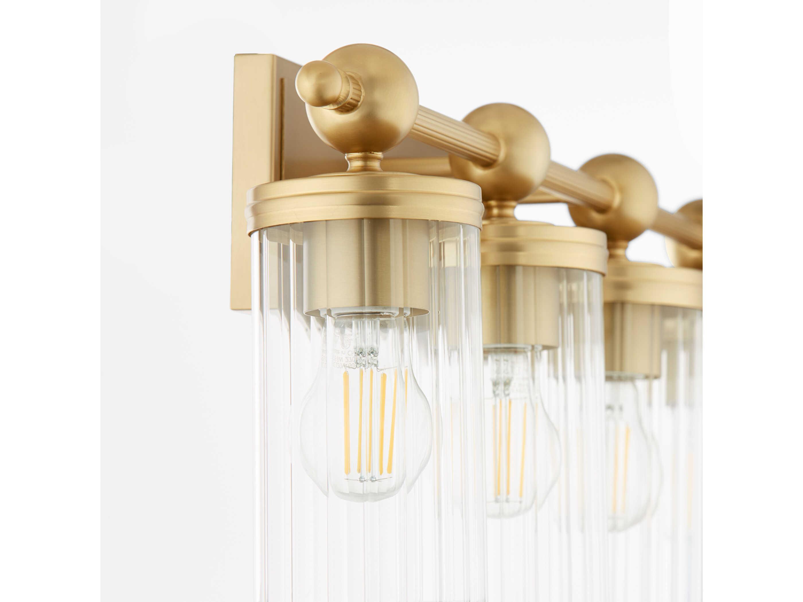 Quorum Lee Boulevard 4-Light Aged Brass Vanity Light