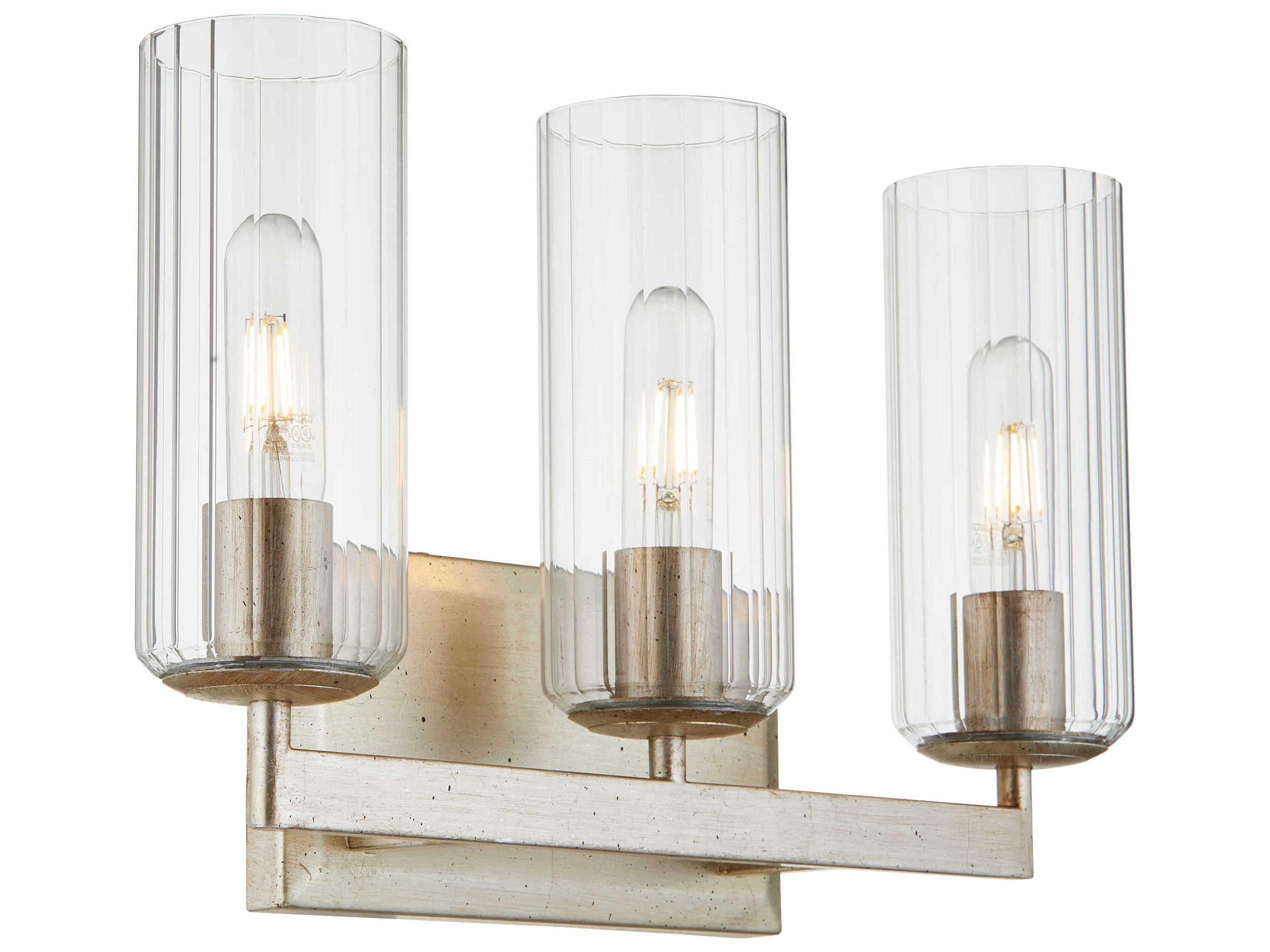 Quorum Merrick 3-Light Aged Silver Leaf Vanity Light