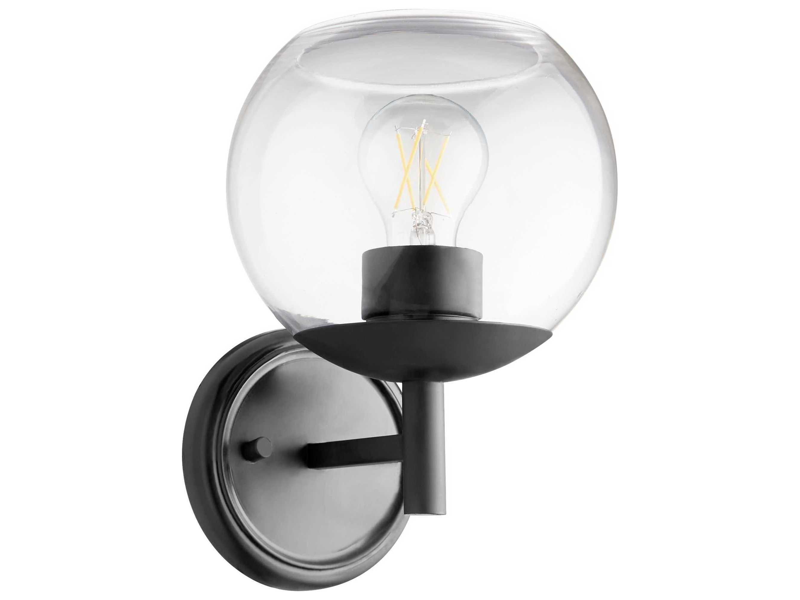 Quorum Lyon 1-Light Matte Black Glass Wall Sconce
