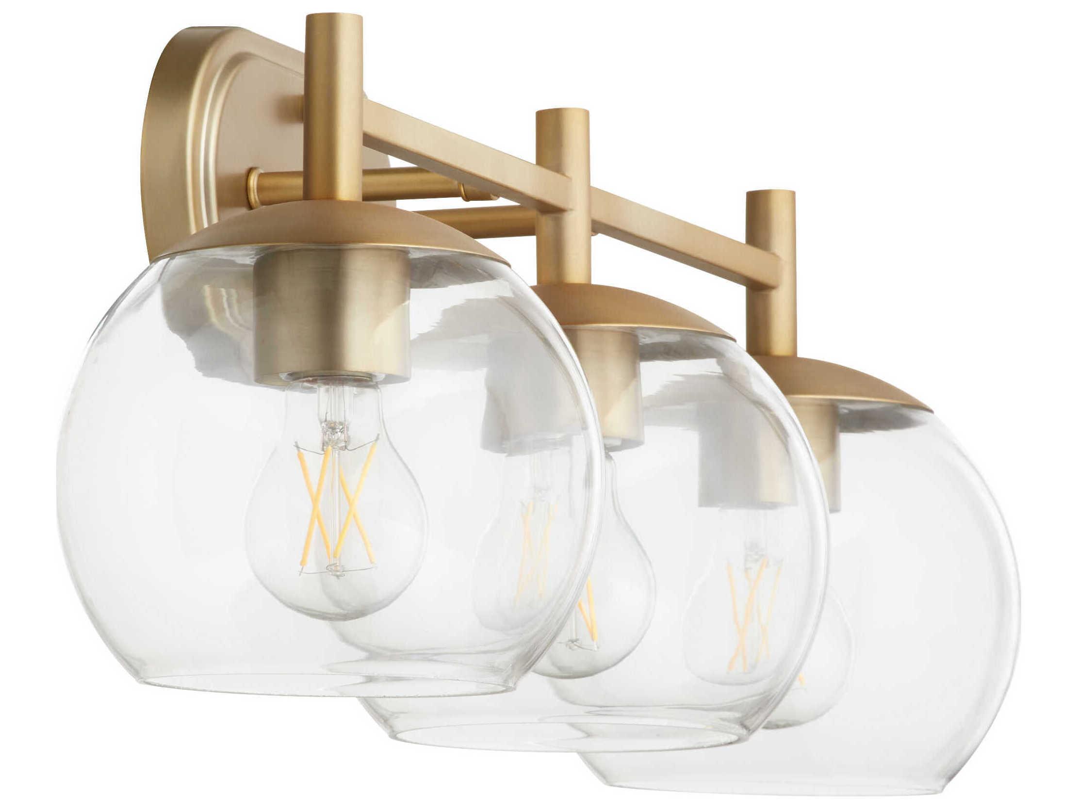 Quorum Lyon 3-Light Aged Brass Vanity Light