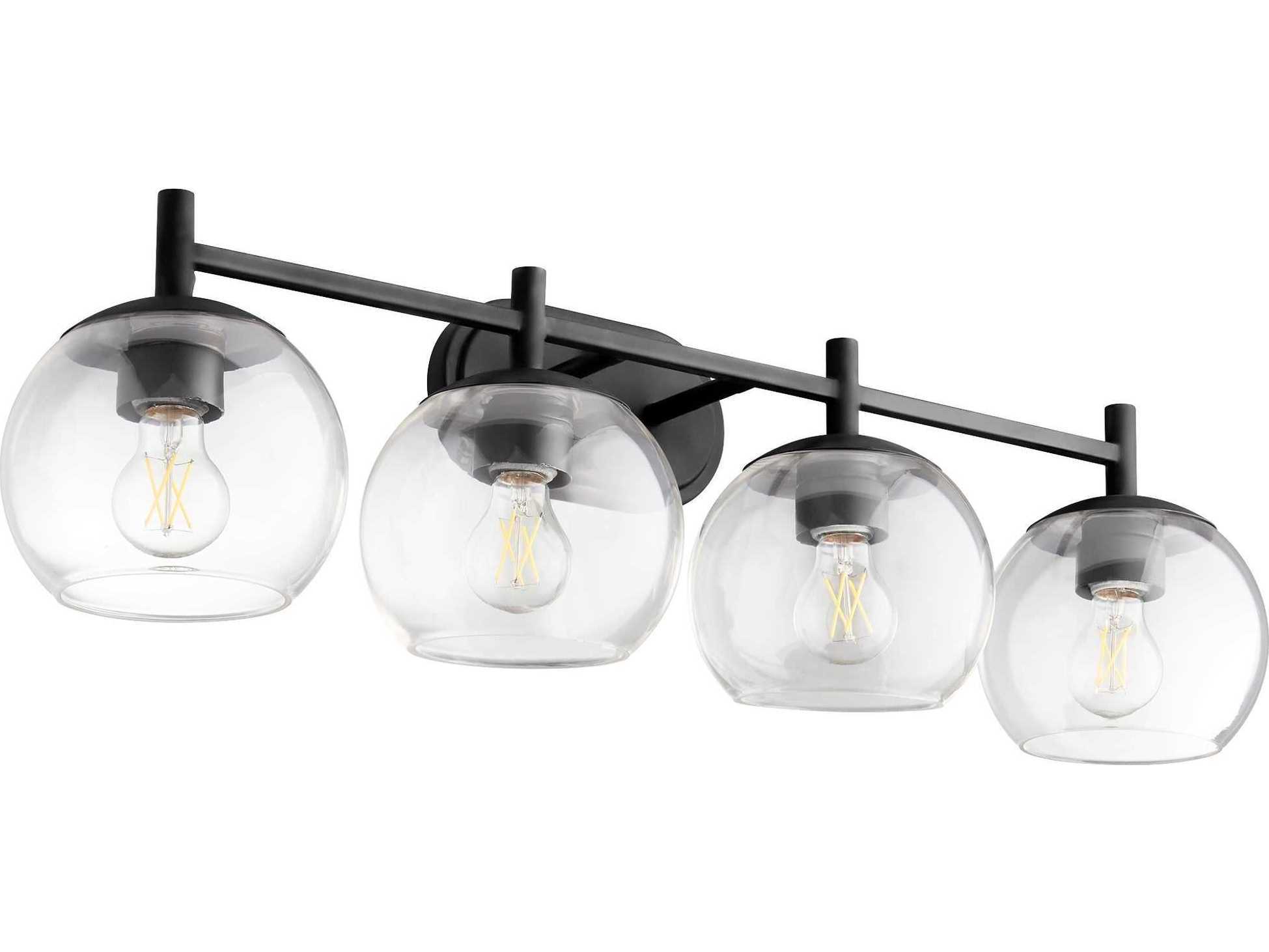 Quorum Lyon 4-Light Matte Black Glass Vanity Light