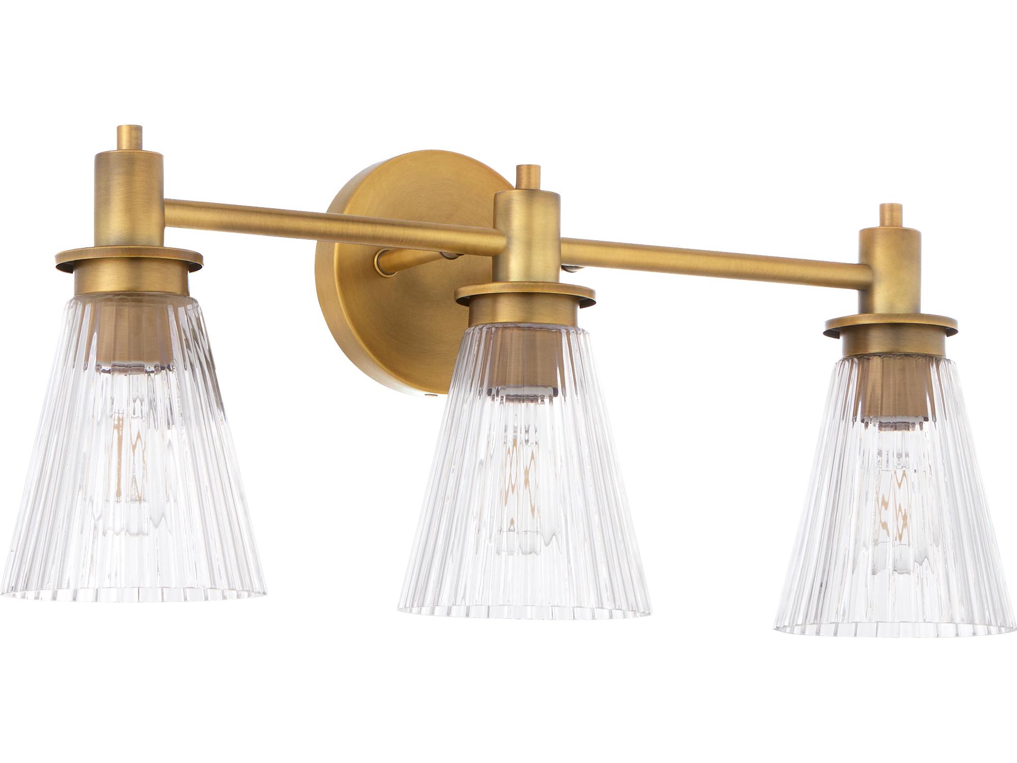 Quorum Lawton 3-Light Brushed Brass Vanity Light