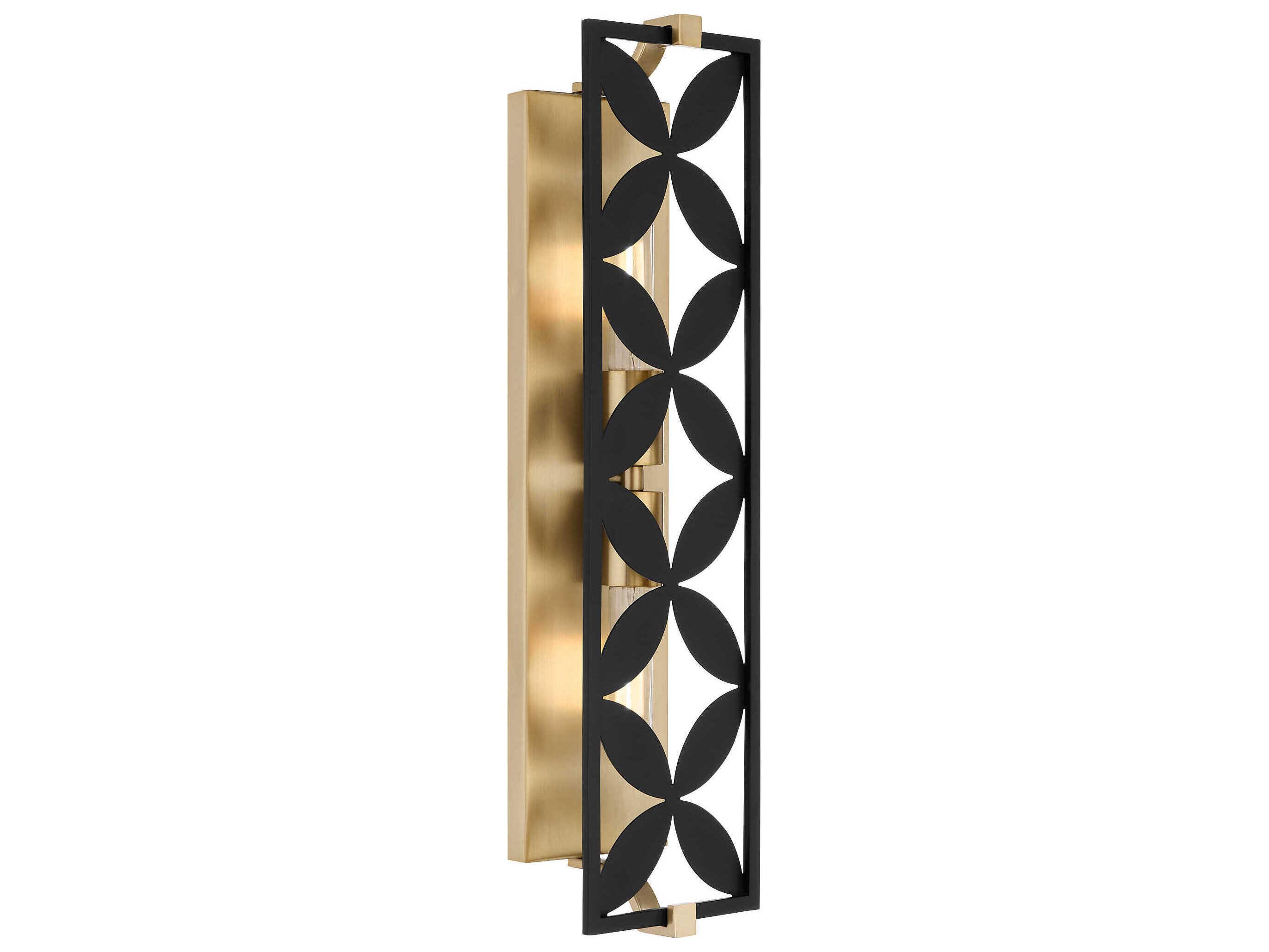Quorum Mariposa 2-Light Matte Black Aged Brass Vanity Light